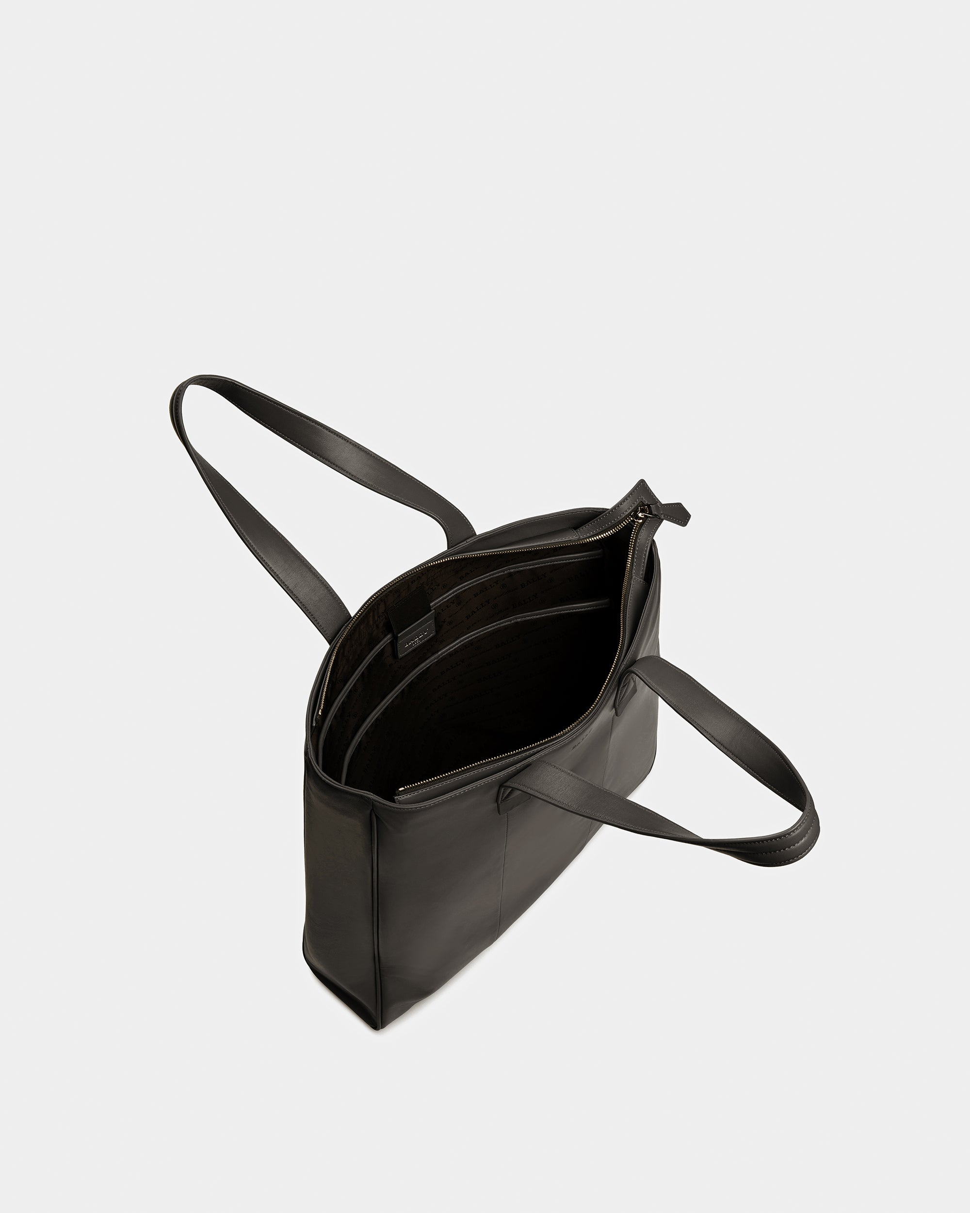 Arienn Leather Tote In Black - Men's - Bally - 04