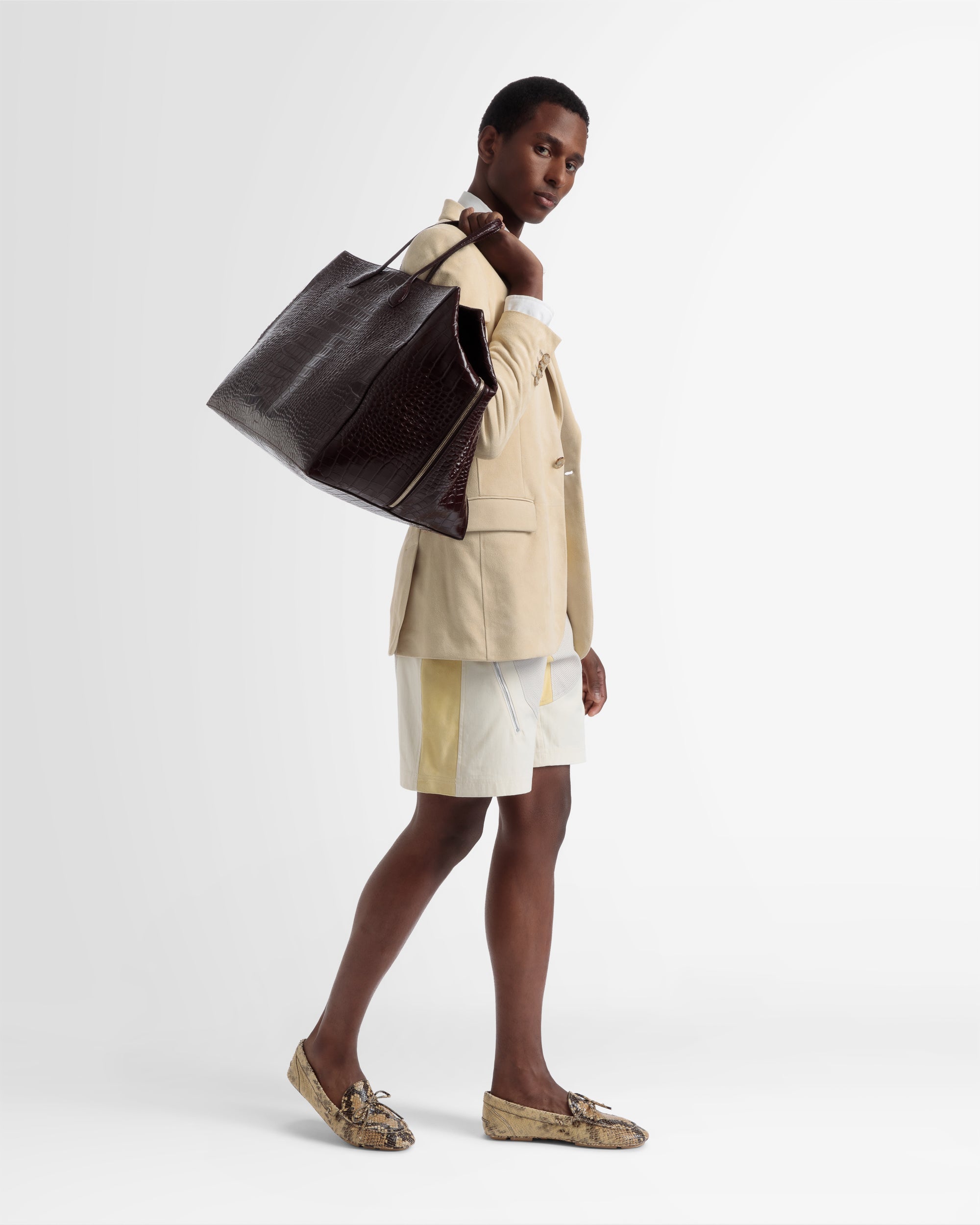 Cal Large Weekender In Crocodile Embossed - Men's - Bally - 02