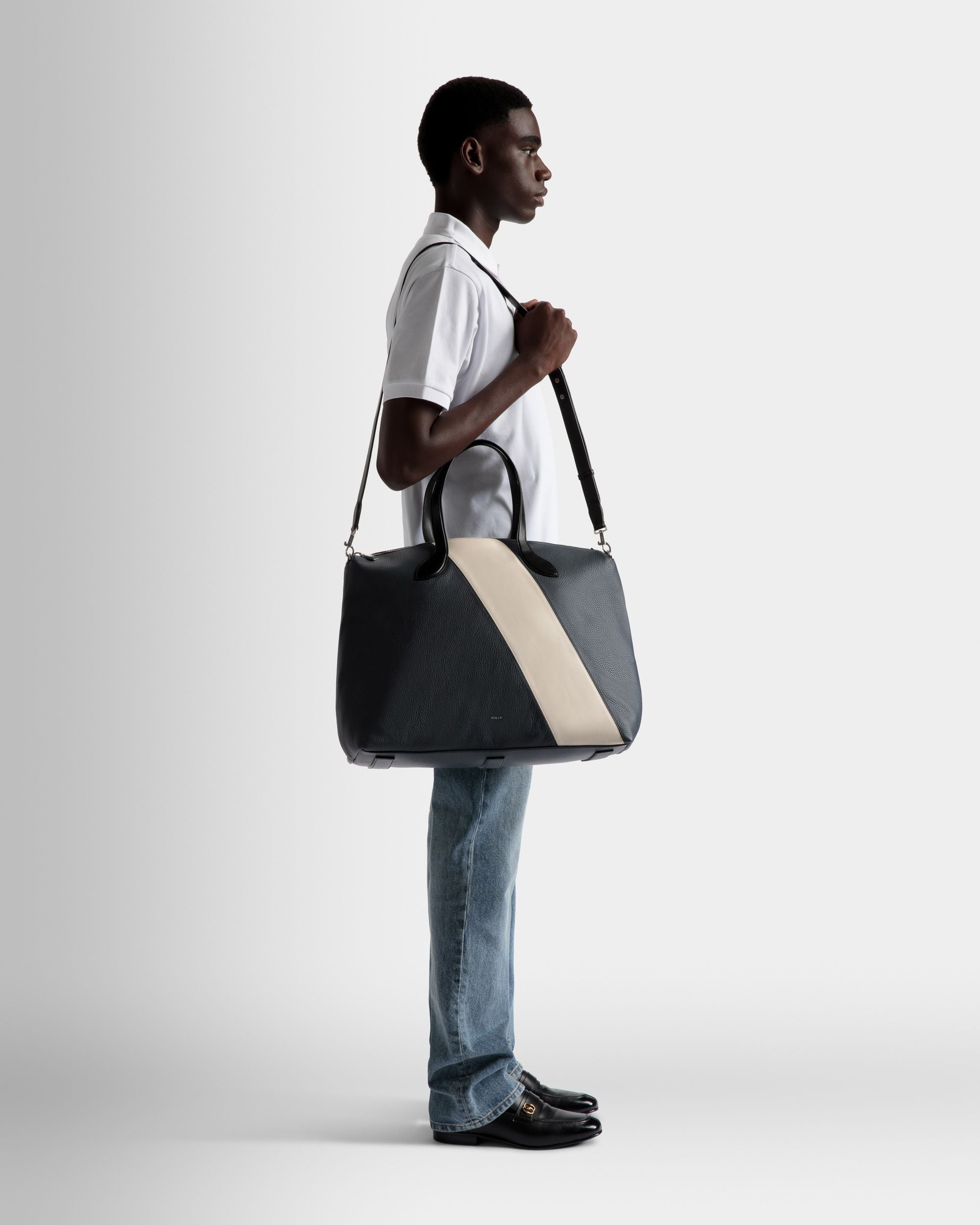 Lago Tote Bag In Midnight Leather - Men's - Bally - 02
