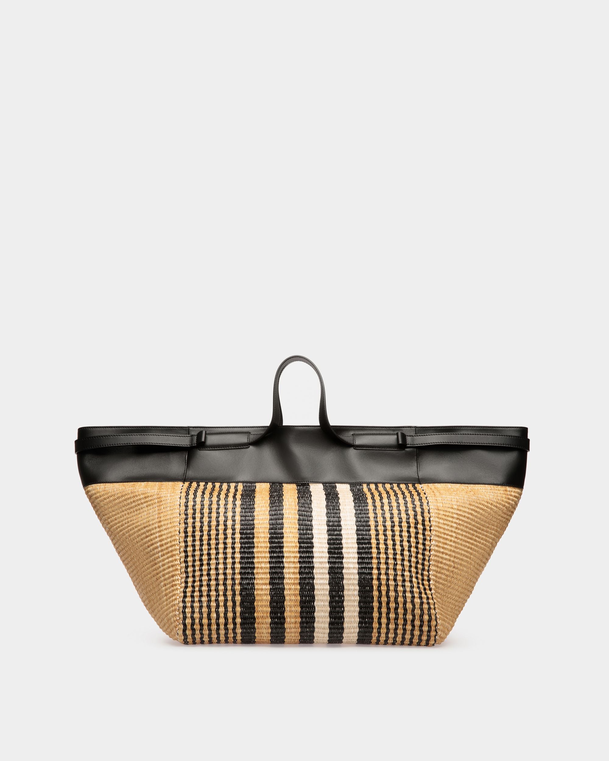 Billboard Tote In Natural And Black Fabric - Men's - Bally - 02