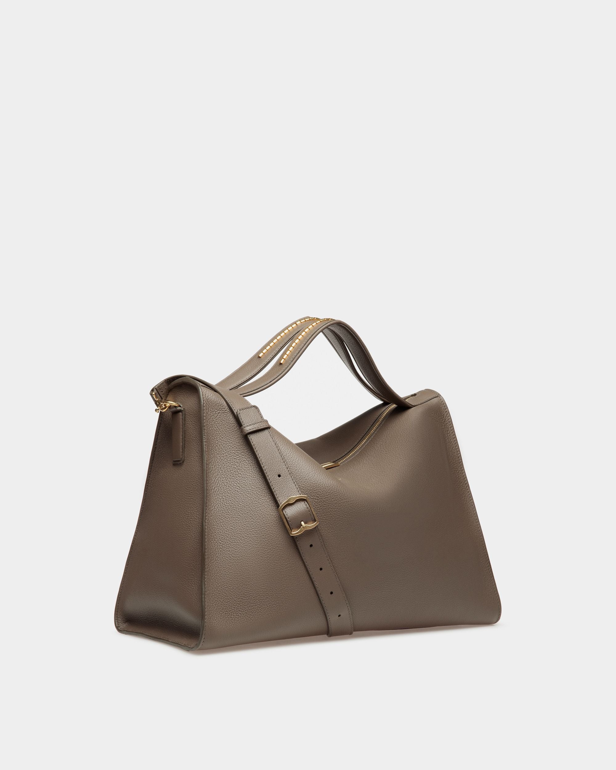 Arkle Soft Tote Bag In Grey Leather - Men's - Bally - 04