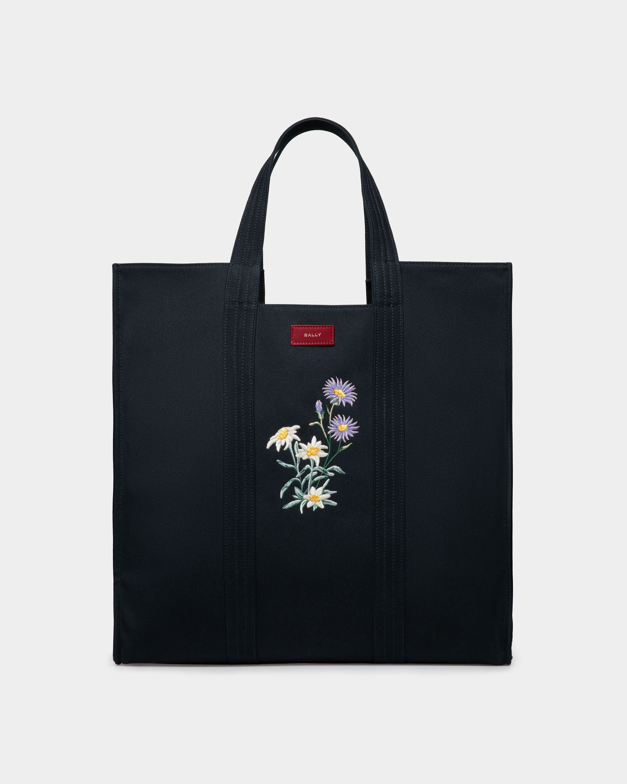Easy Bally Tote In Navy Blue Cotton Canvas - Men's - Bally - 01
