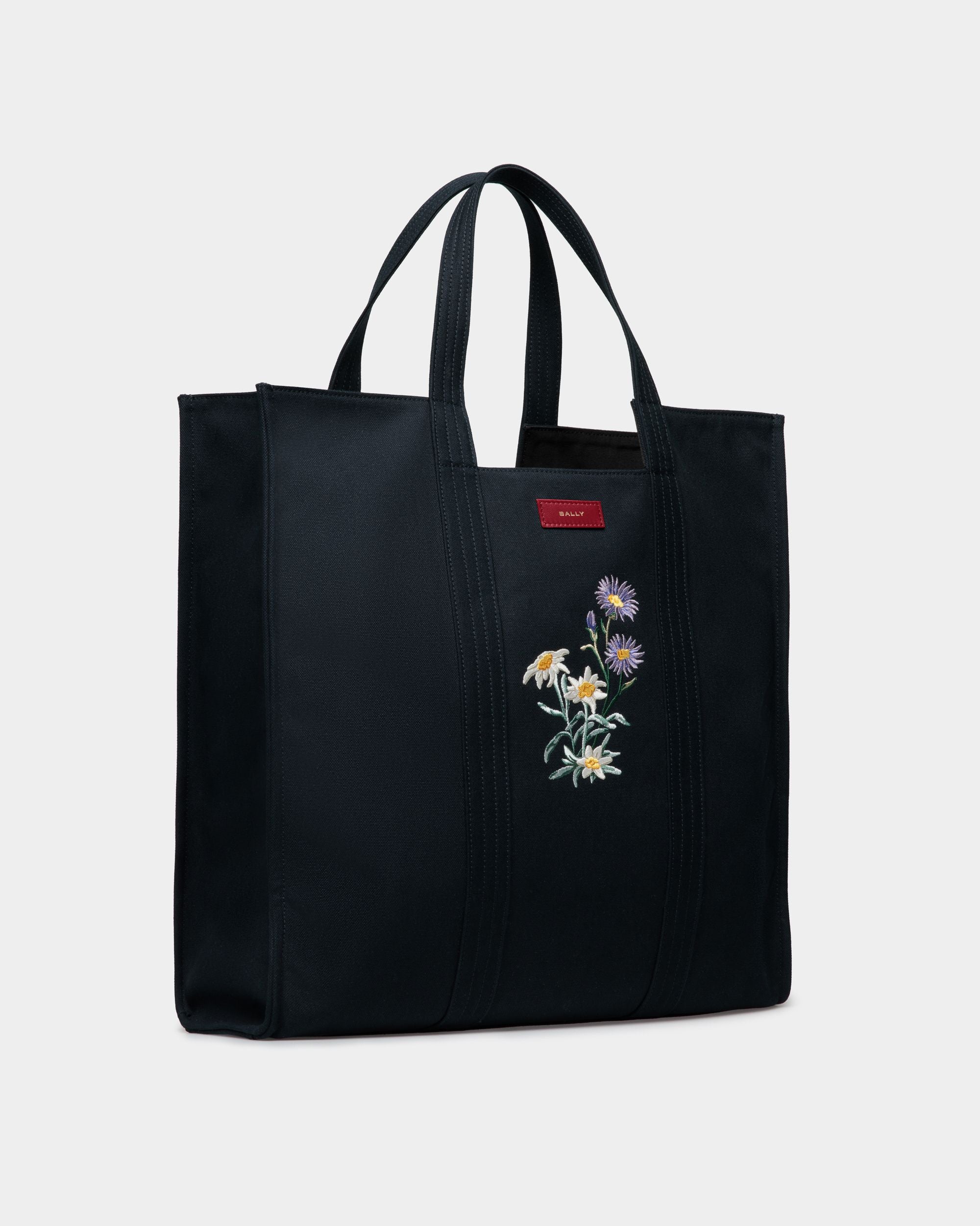 Easy Bally Tote In Navy Blue Cotton Canvas - Men's - Bally - 03