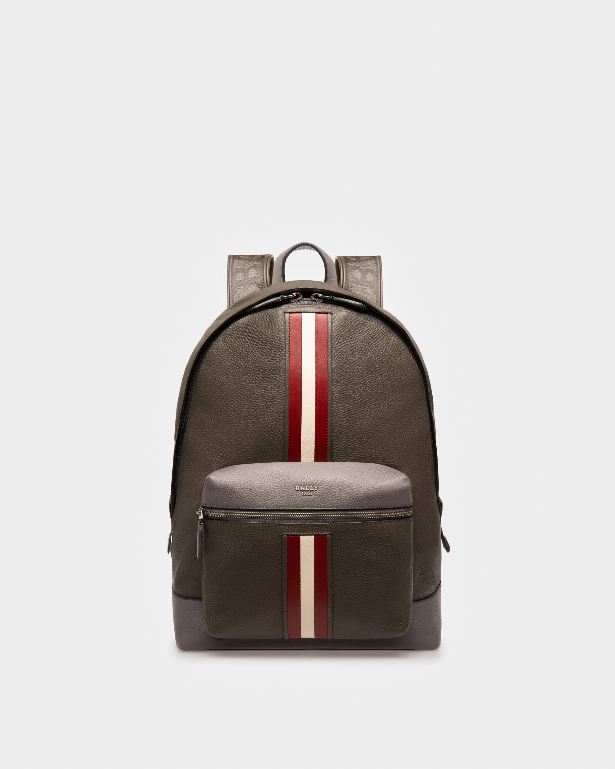 Harper Leather Backpack In Army Green - Men's - Bally - 01