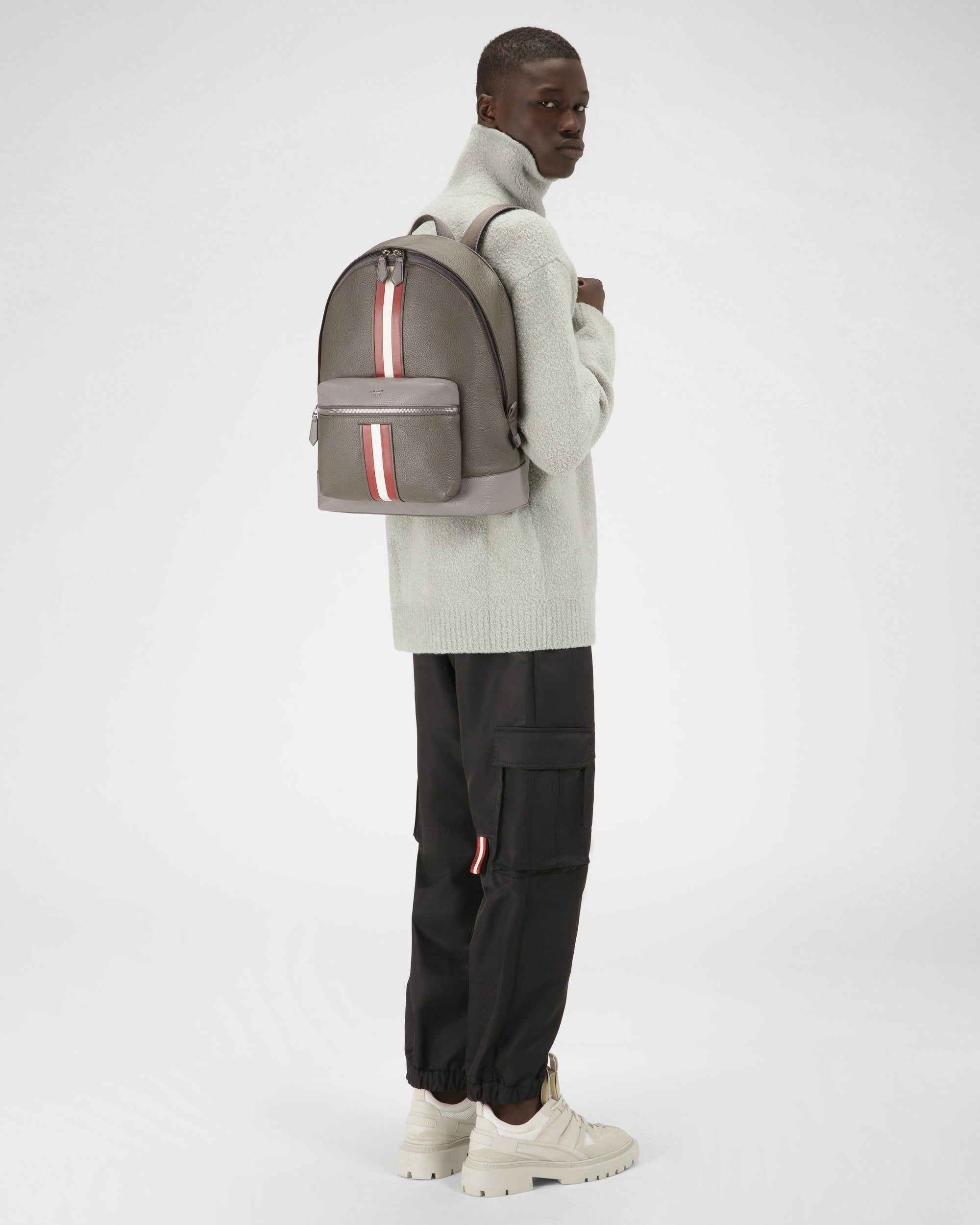 Harper Leather Backpack In Army Green - Men's - Bally - 06