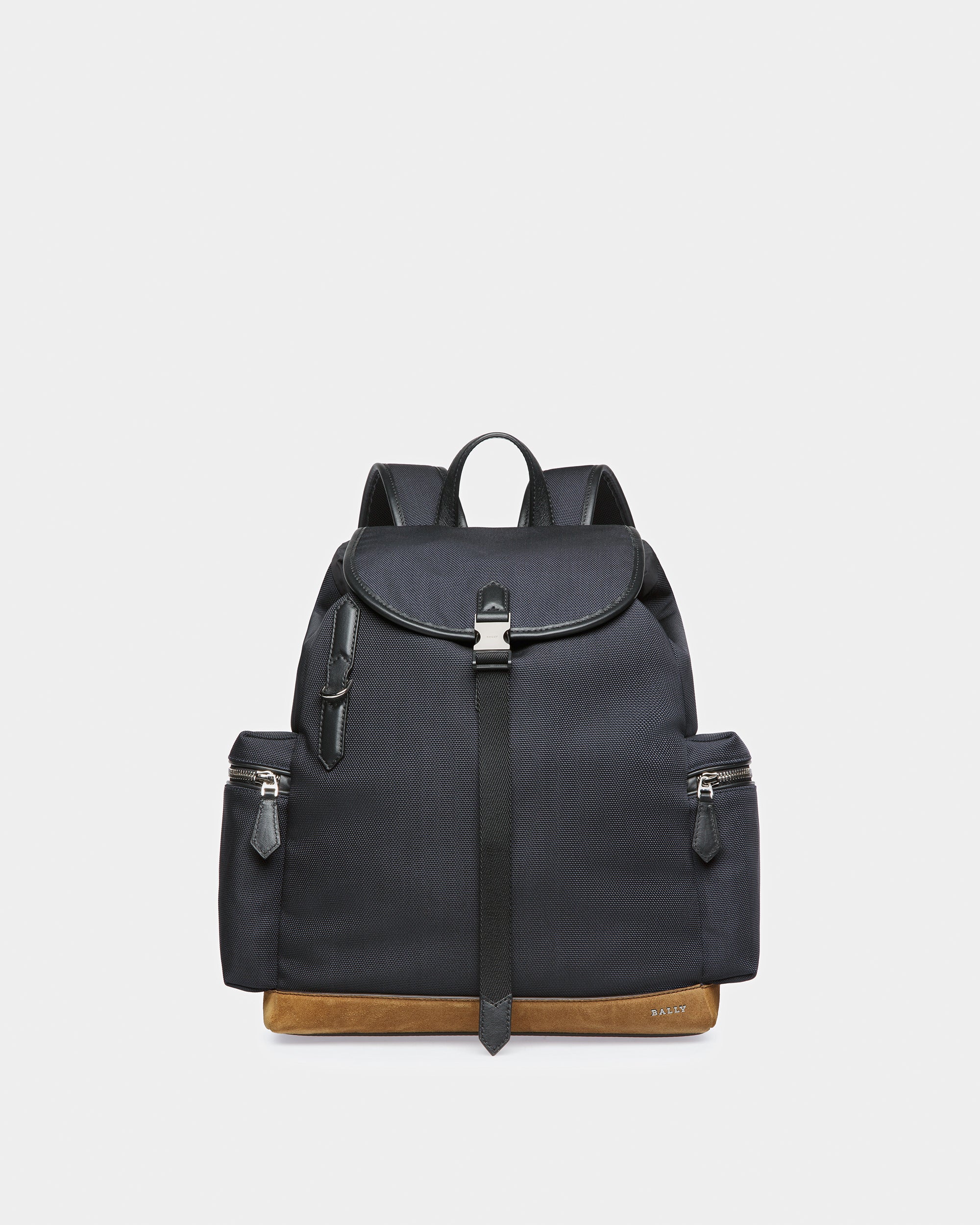 Cliford Small Leather And Nylon Backpack In Midnight - Men's - Bally - 01