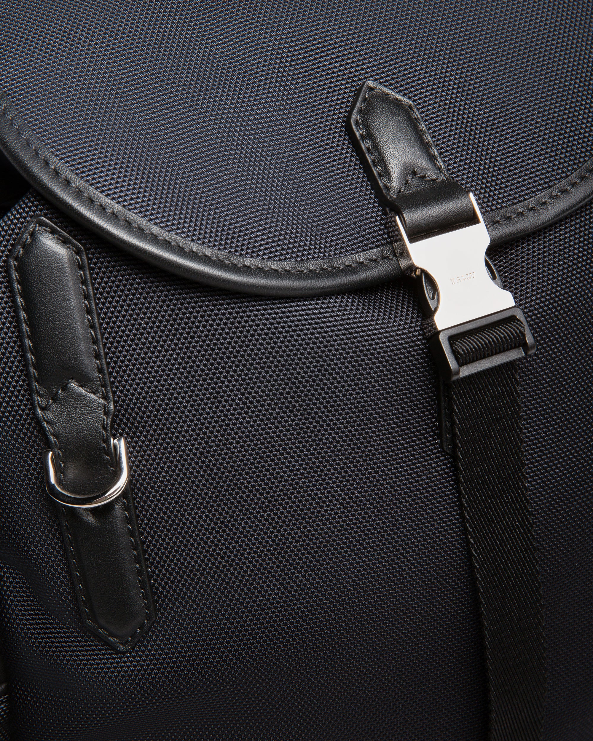 Cliford Small Leather And Nylon Backpack In Midnight - Men's - Bally - 05