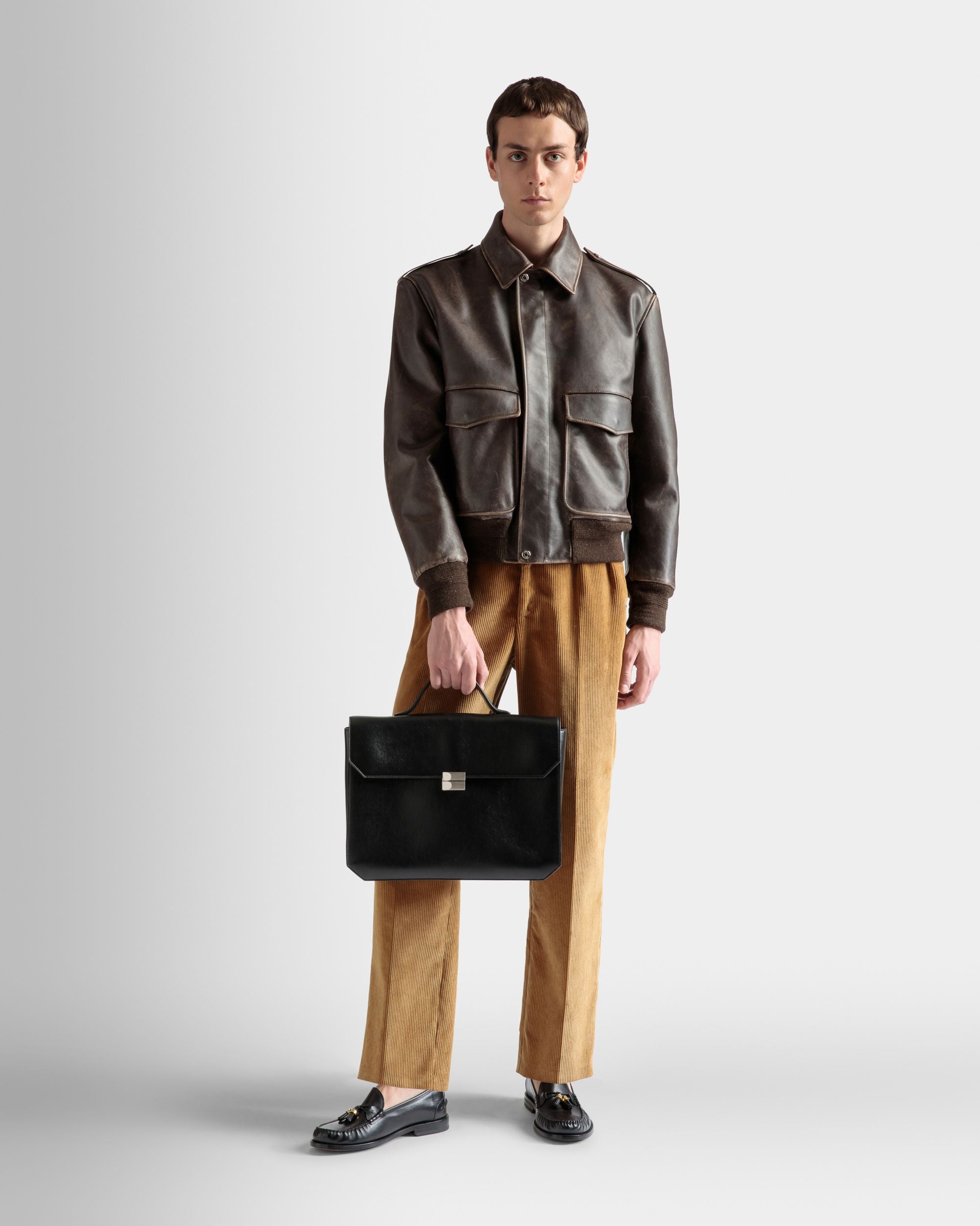 Banque Business Bag In Black Leather - Men's - Bally - 02