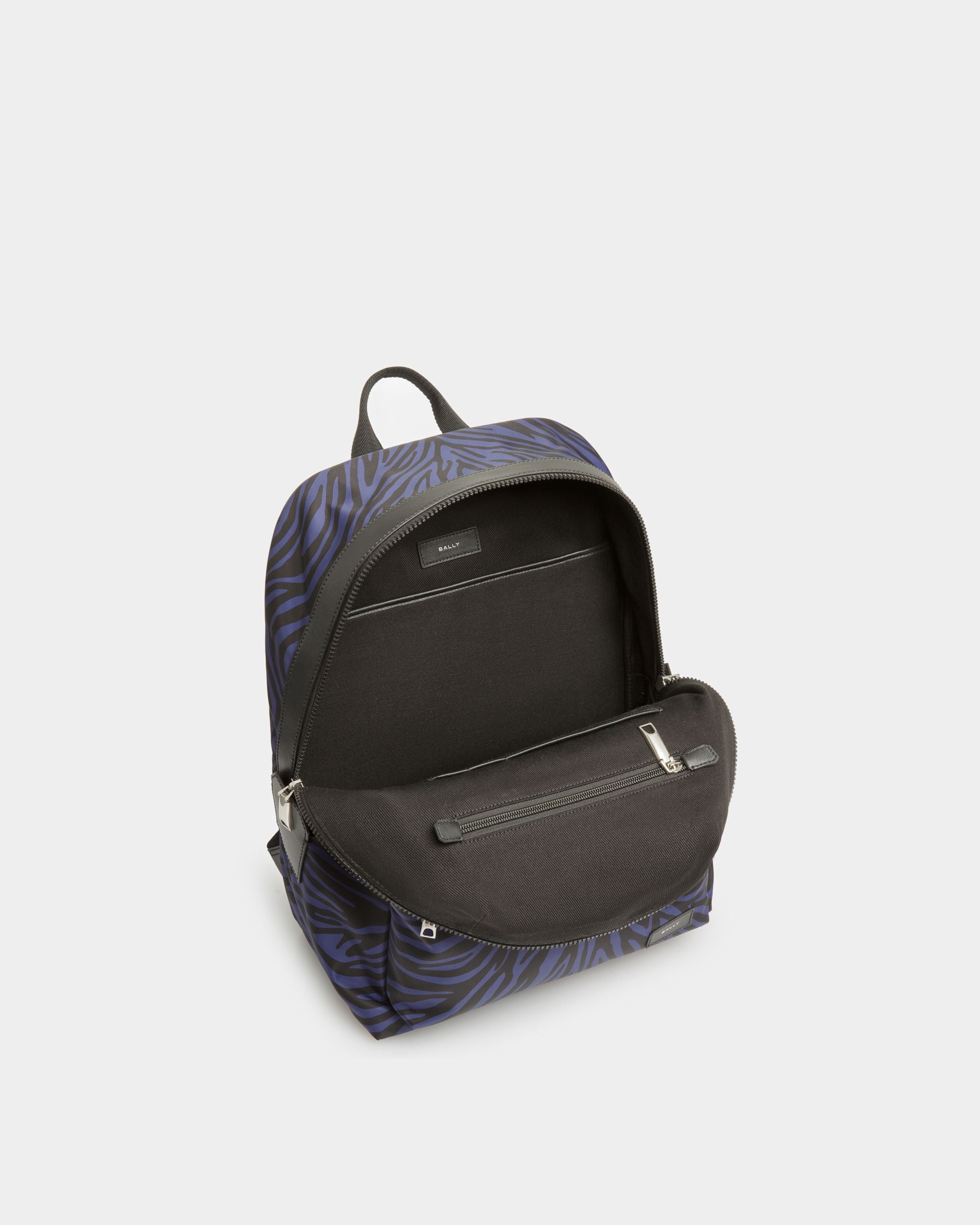 Zebra Crossing Backpack In Marine And Black Fabric And Nylon - Men's - Bally - 05