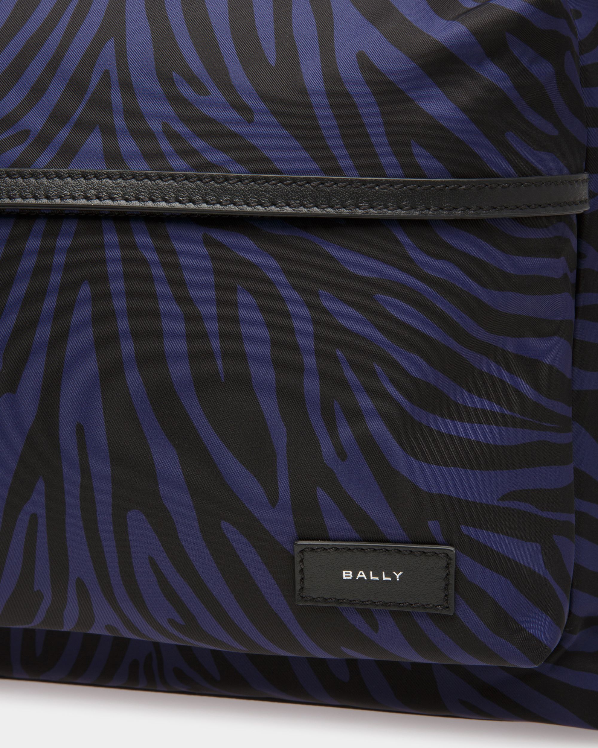 Zebra Crossing Backpack In Marine And Black Fabric And Nylon - Men's - Bally - 06