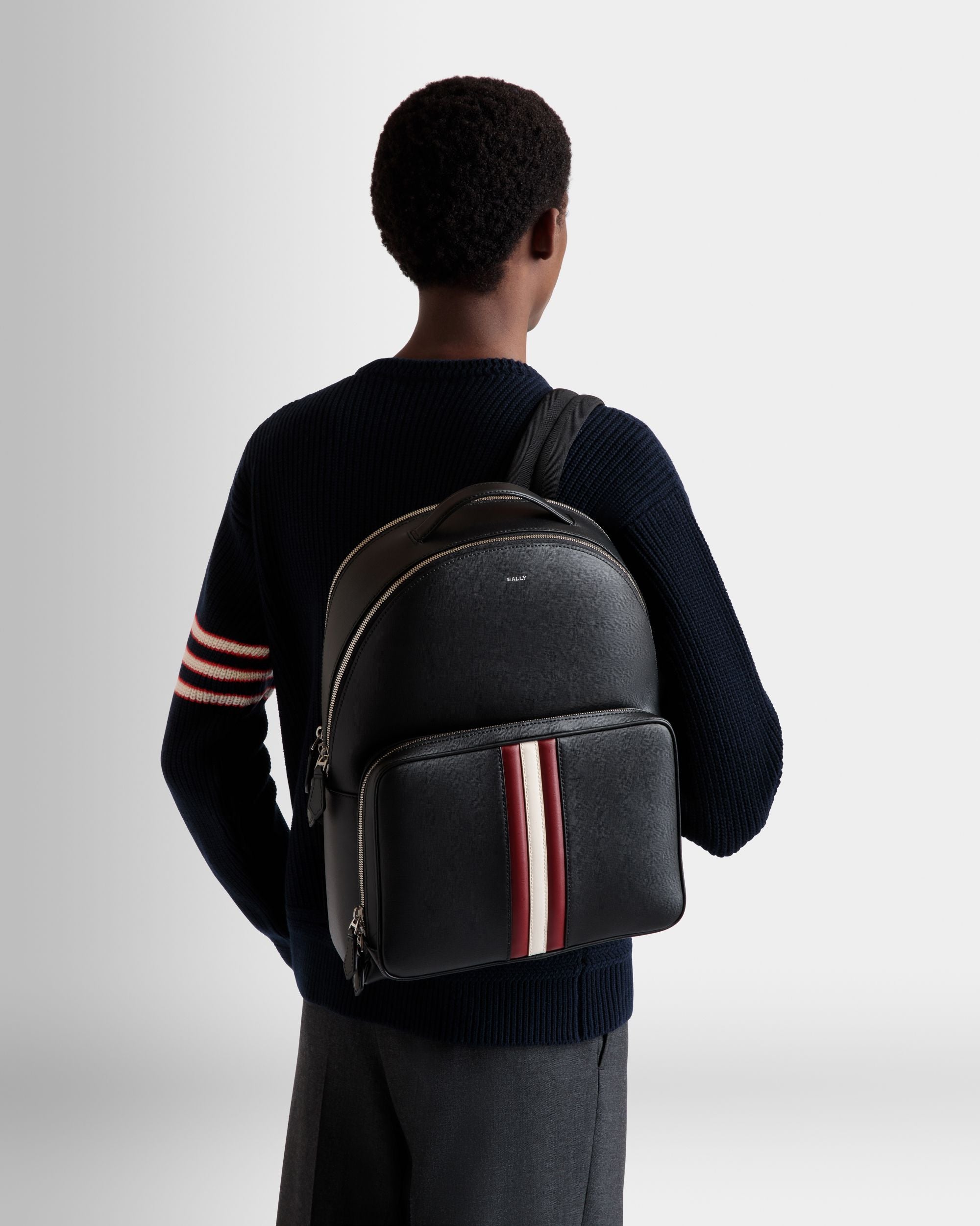 Mythos Backpack In Black Recycled Leather - Men's - Bally - 02