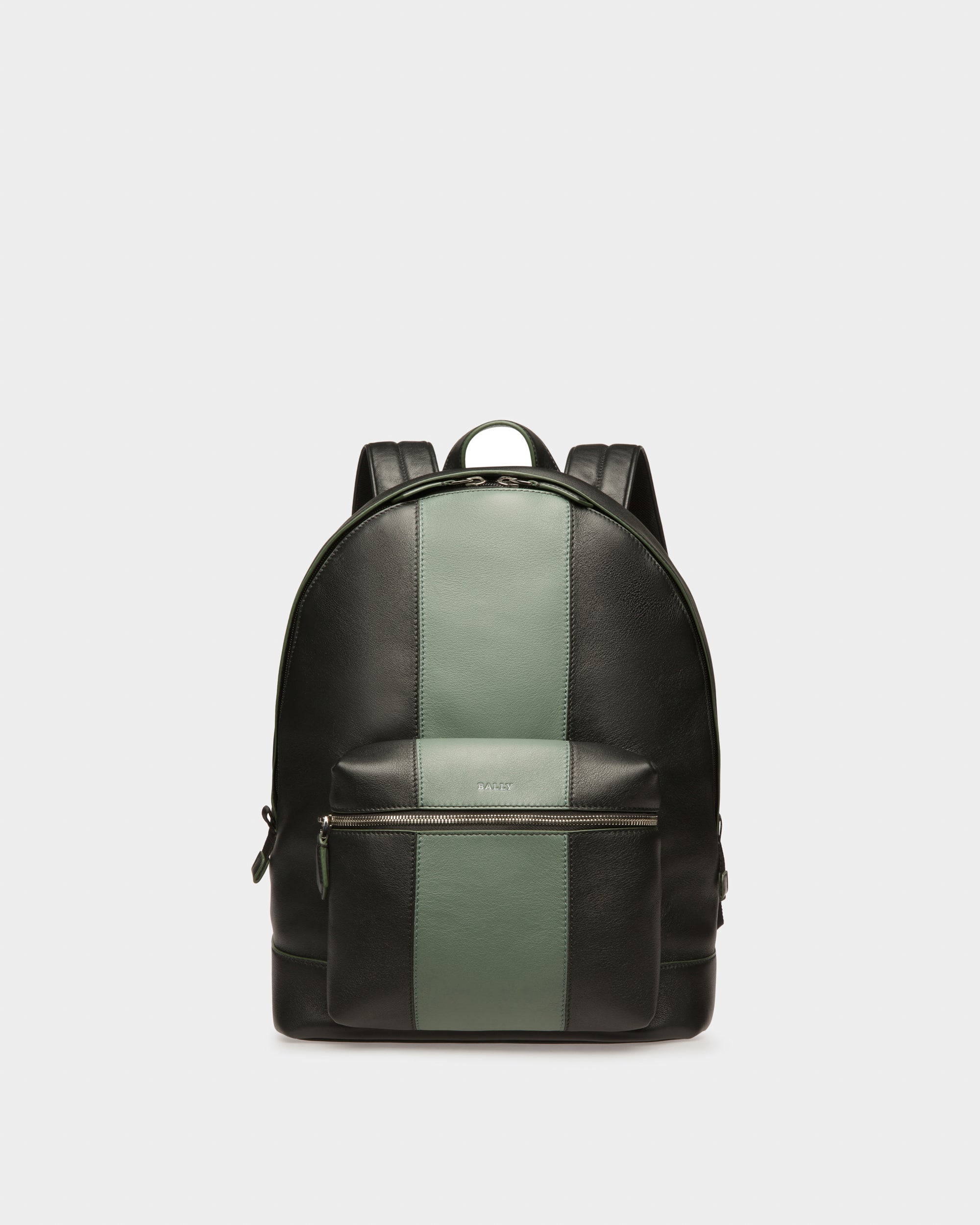Harper Leather Backpack In Black & Green - Men's - Bally - 01
