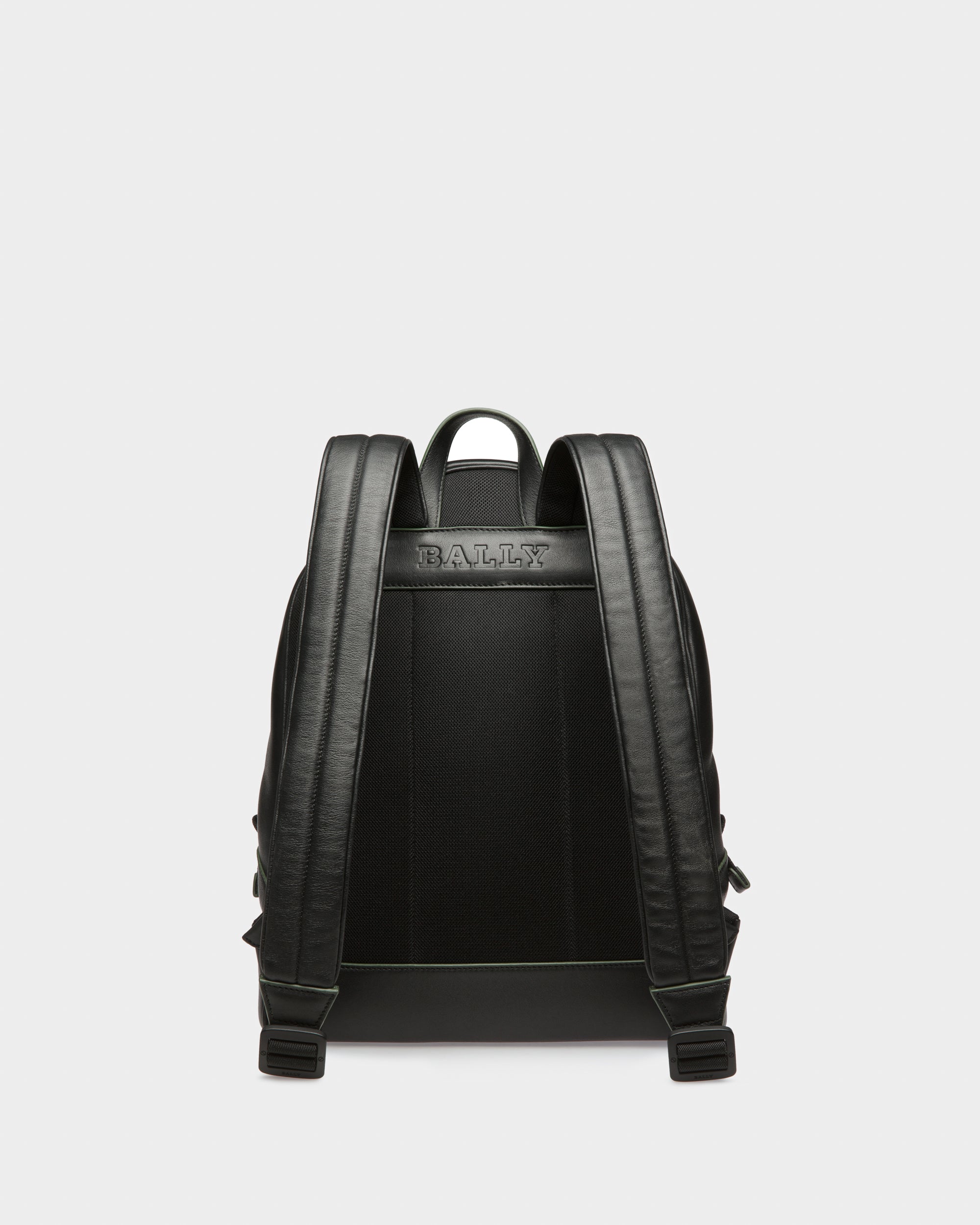 Harper Leather Backpack In Black & Green - Men's - Bally - 02