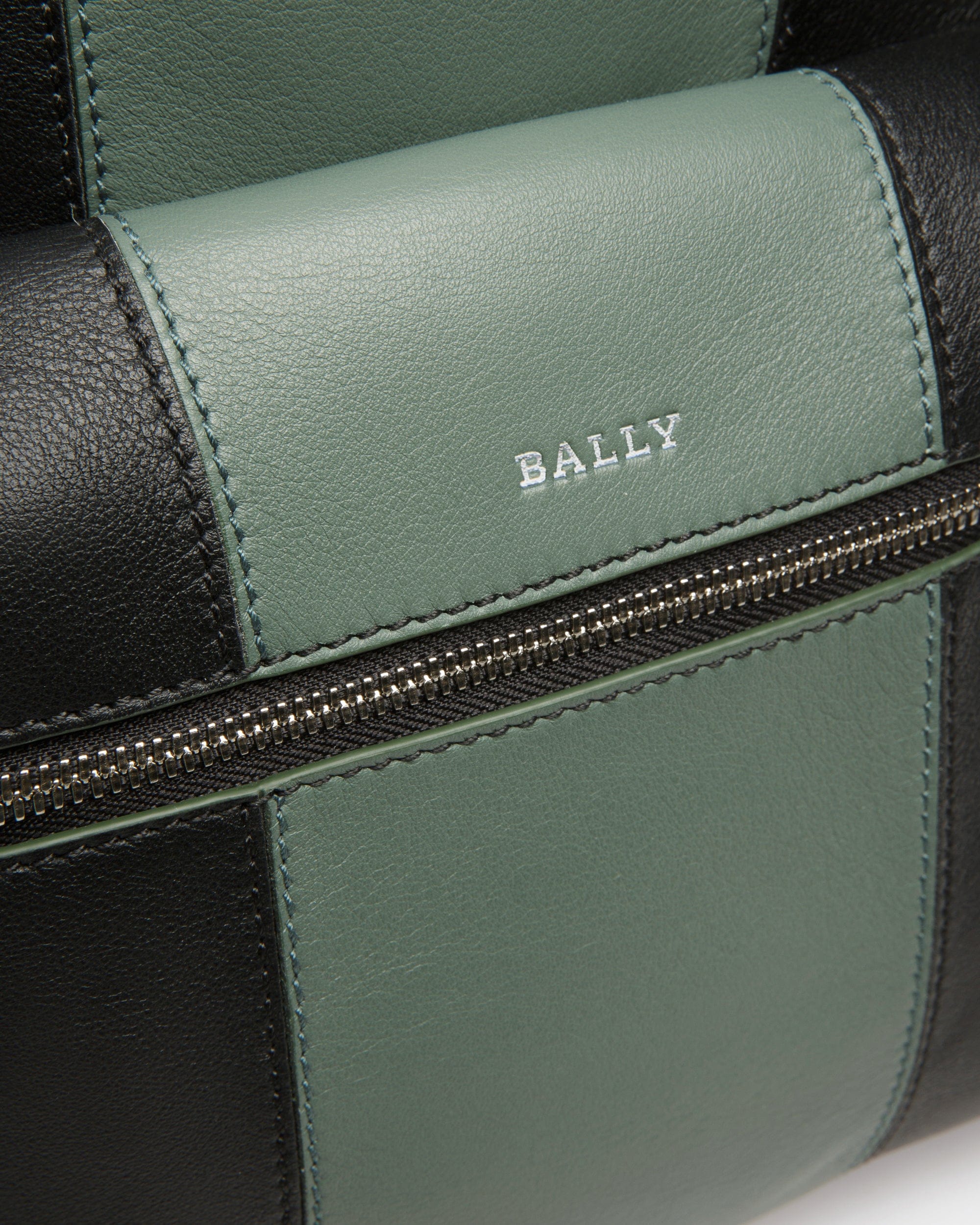 Harper Leather Backpack In Black & Green - Men's - Bally - 05