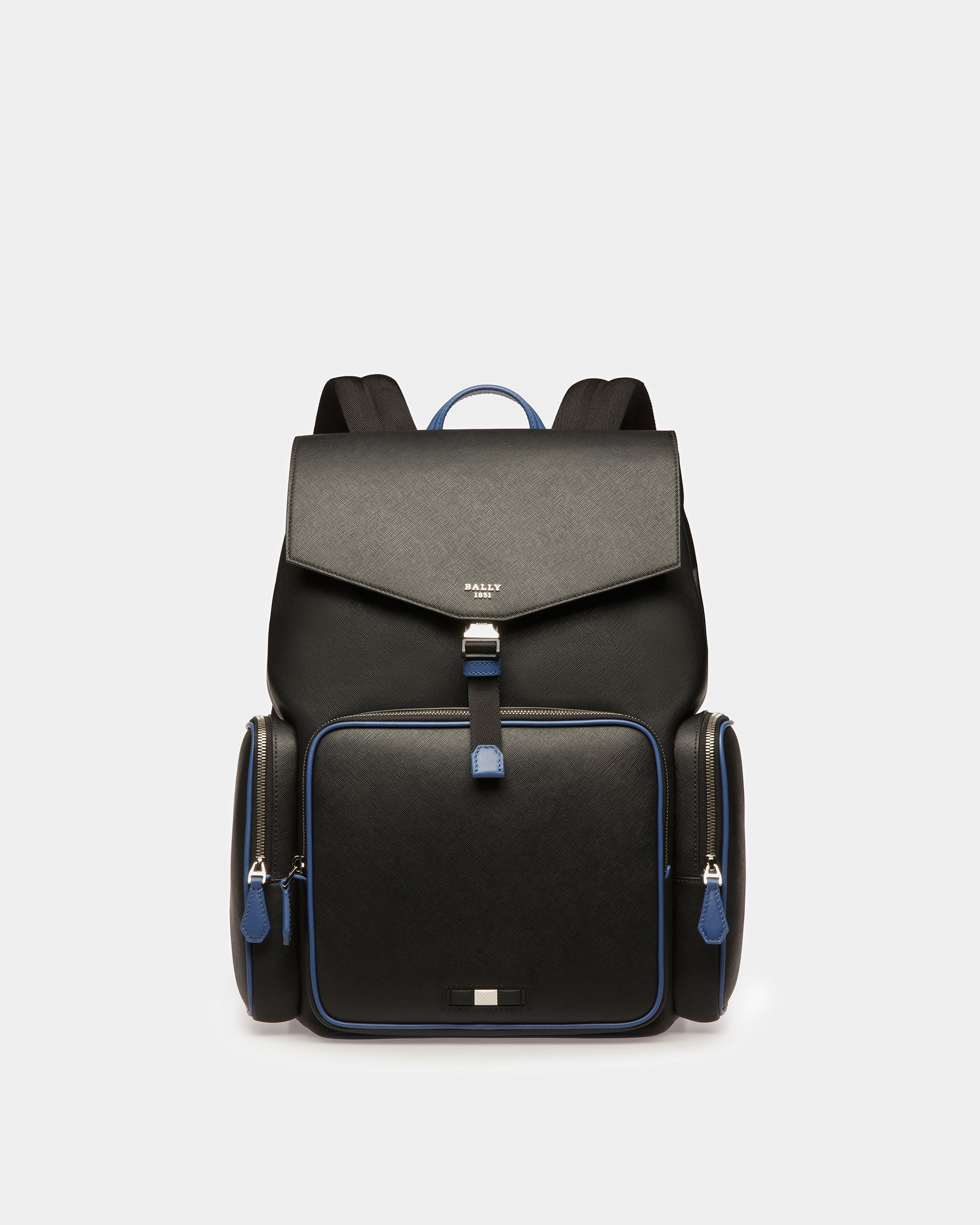 Maxi Backpack In Black And Blue Neon - Men's - Bally - 01