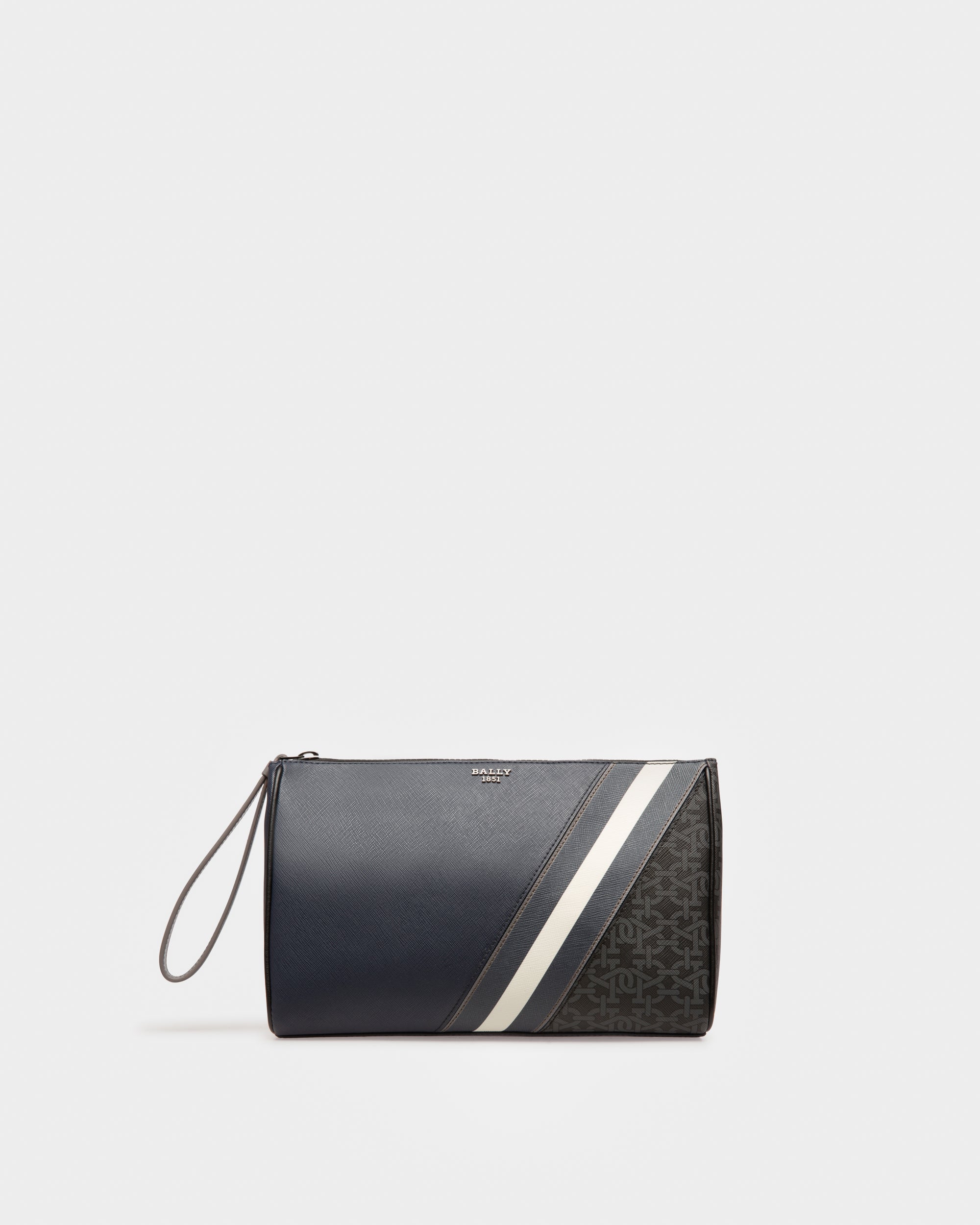 Makid Leather Clutch Bag In Navy - Men's - Bally - 01