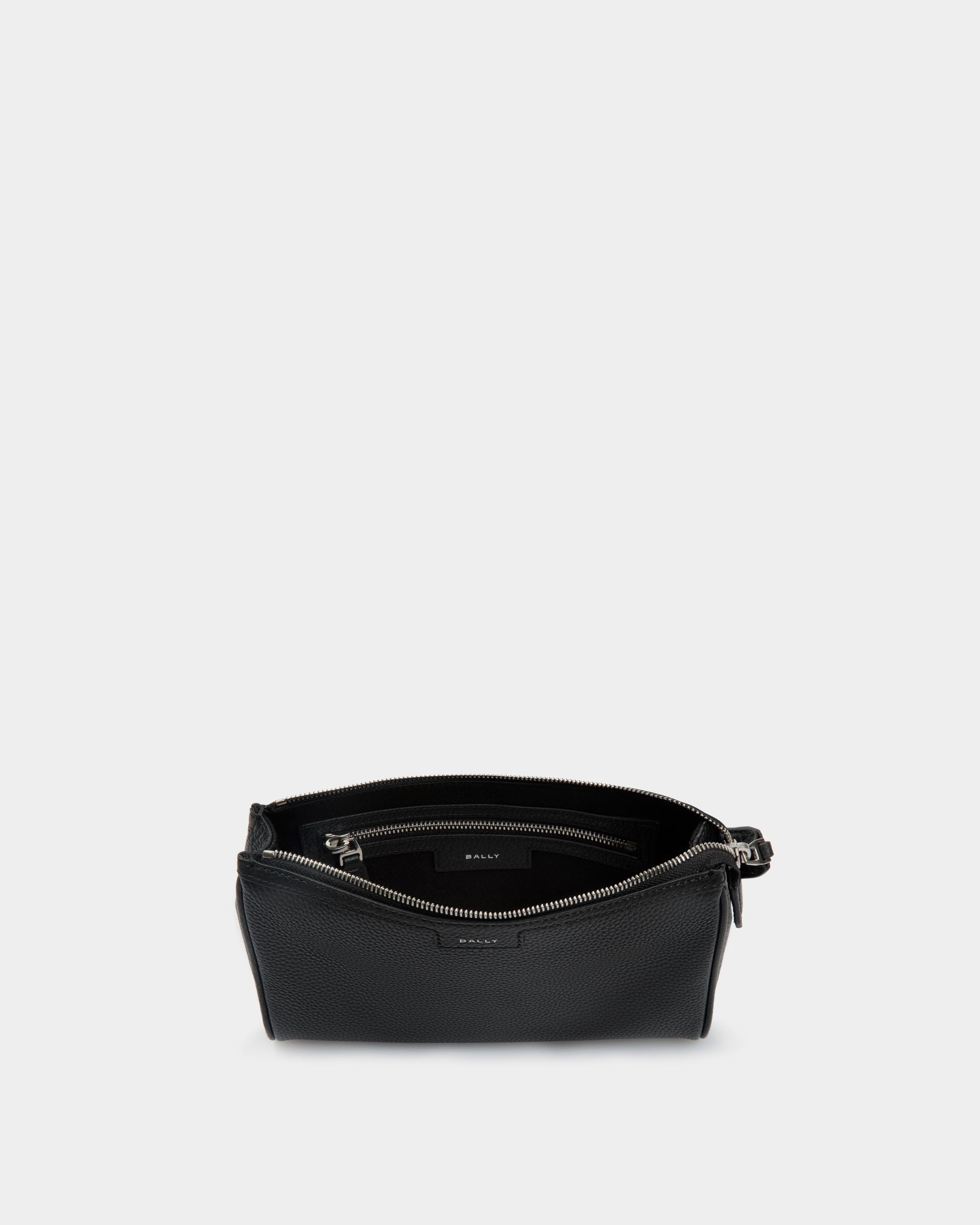 Code Pouch In Black Grained Leather - Men's - Bally - 05