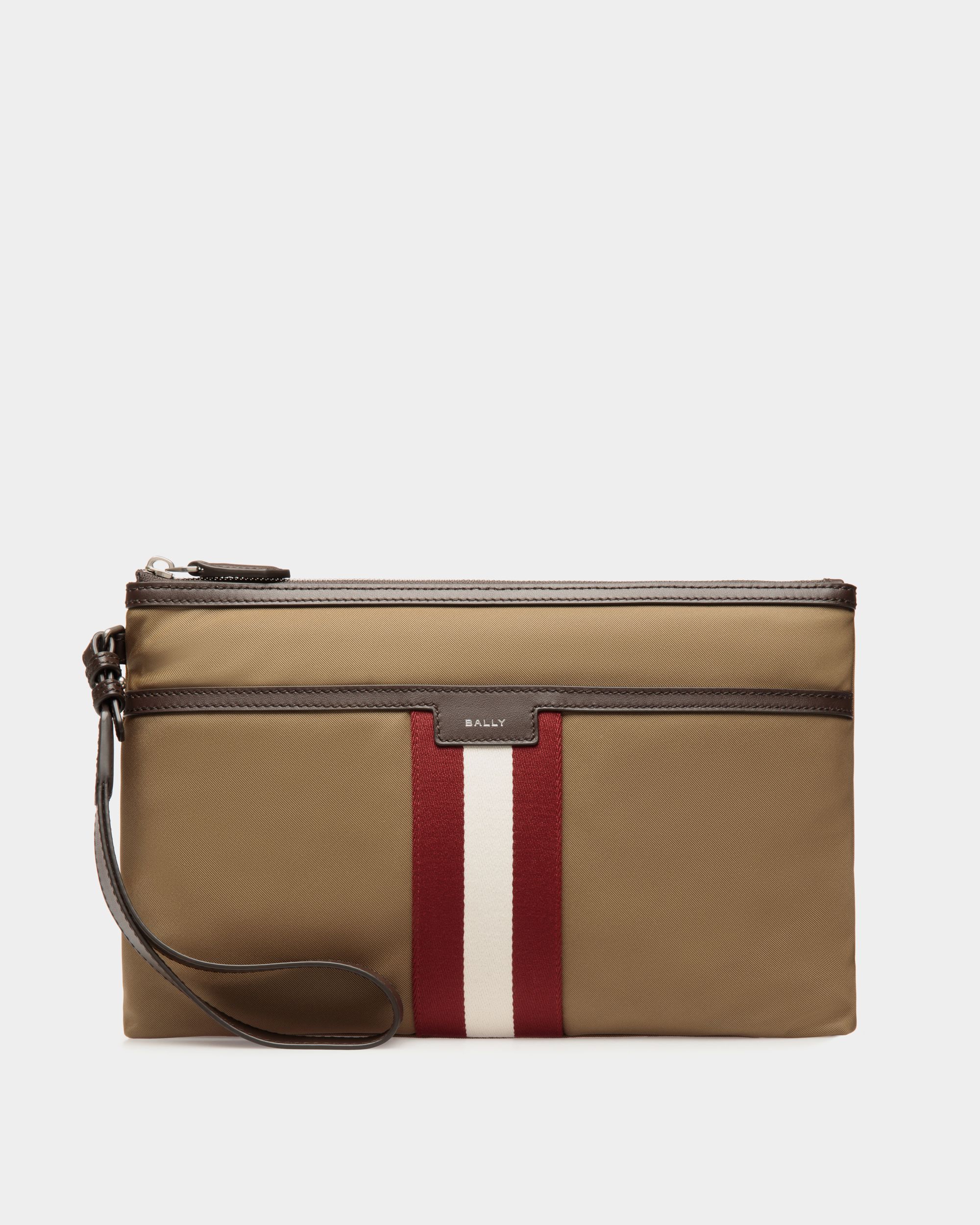 Code Pouch in Camel Nylon - Men's - Bally - 01