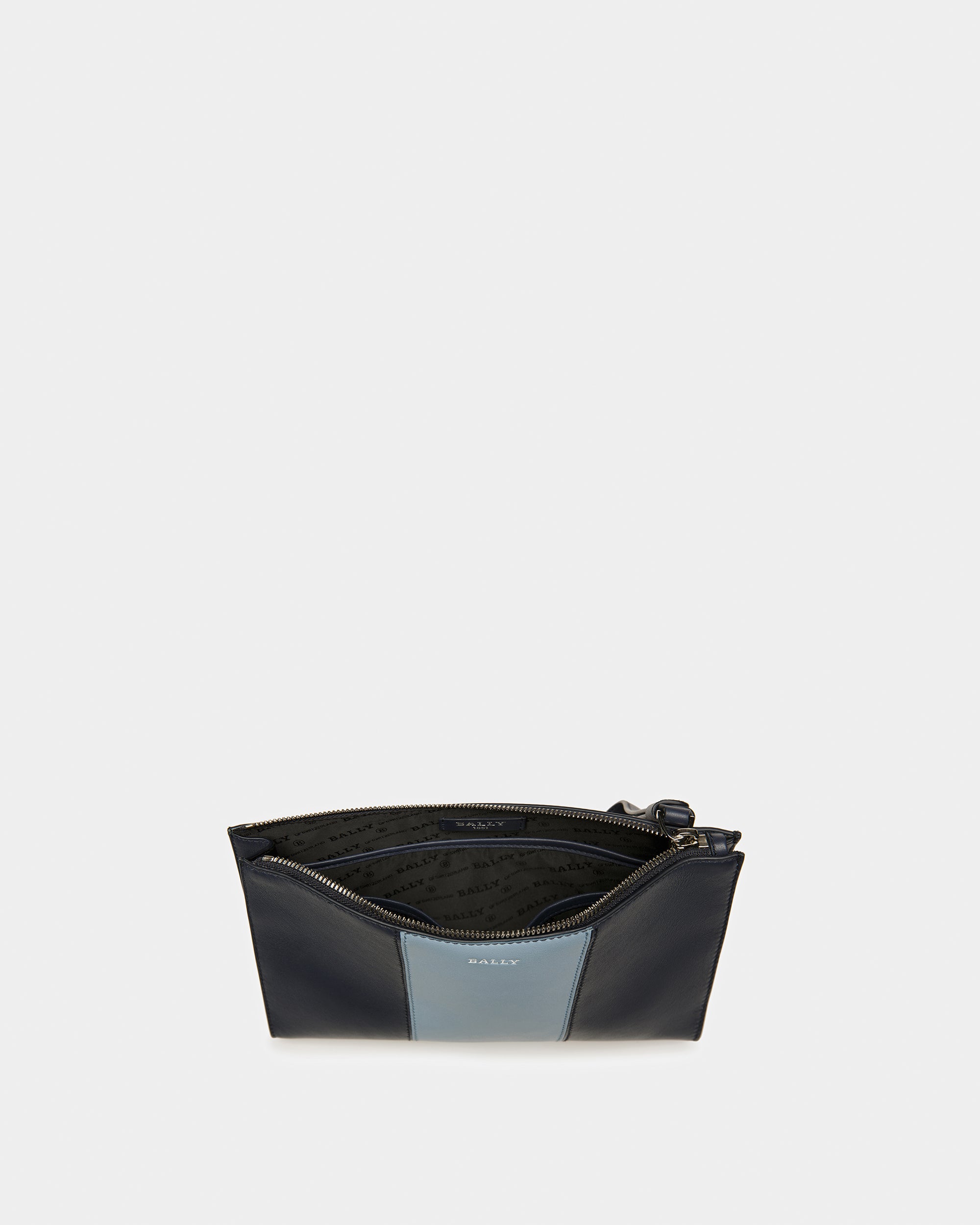 Haig Leather Clutch In Midnight Blue And Light Blue - Men's - Bally - 04