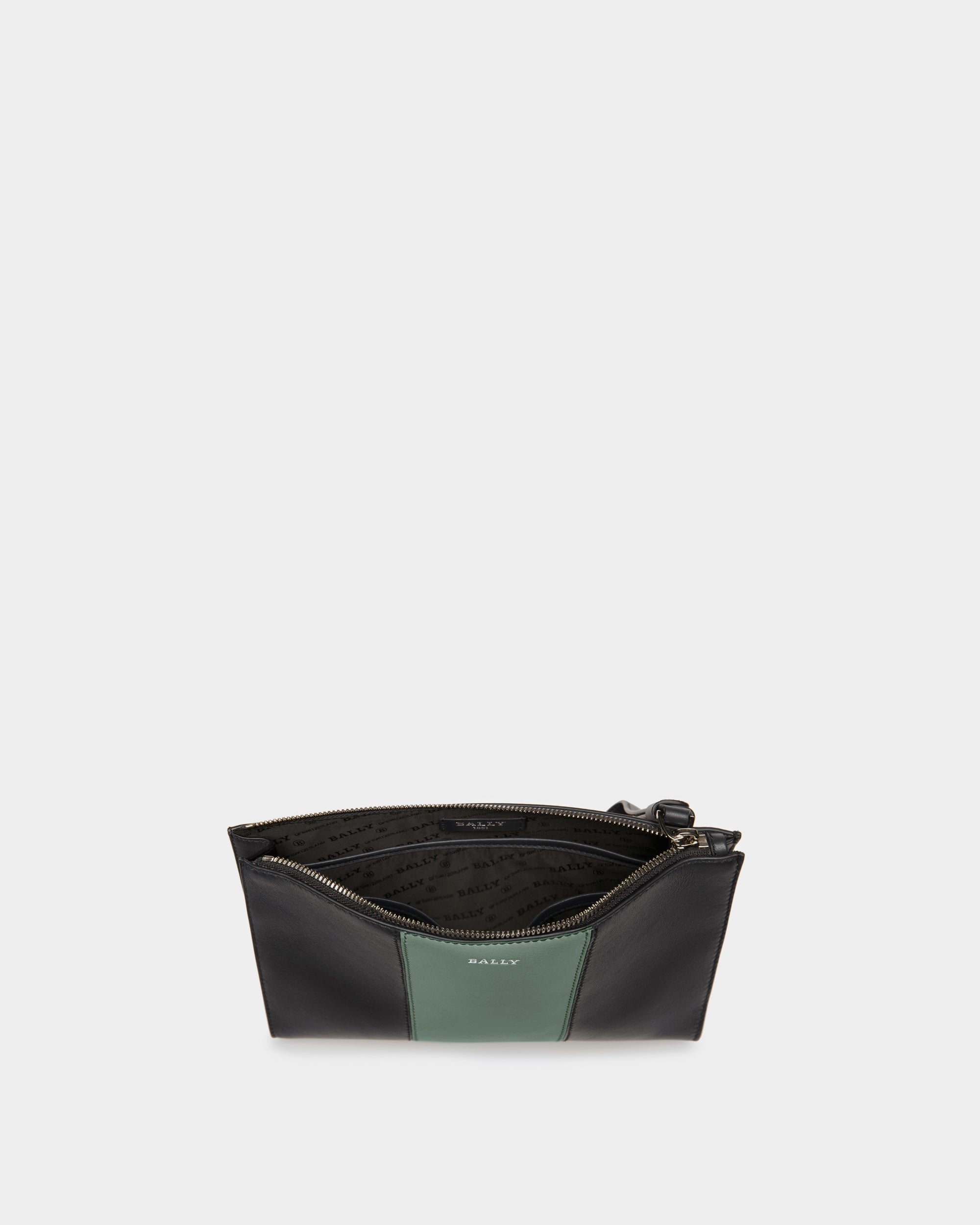Haig Leather Clutch In Black & Green - Men's - Bally - 04