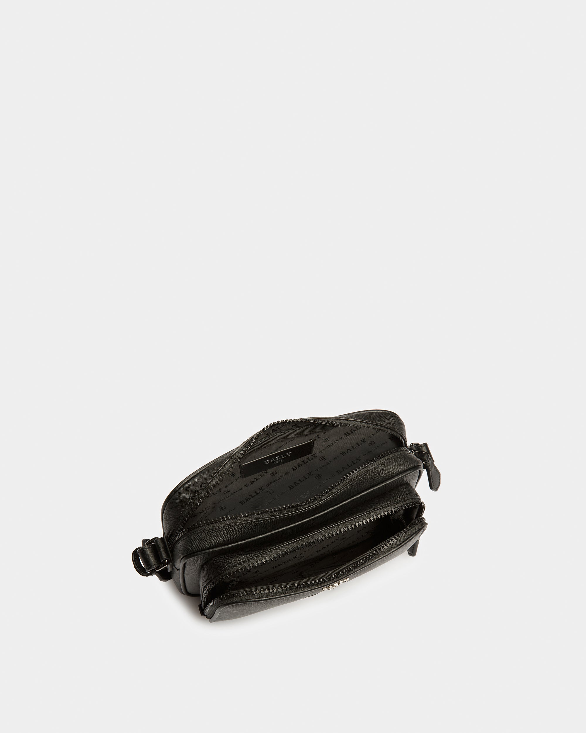 Makeba Leather Crossbody Bag In Black And Bone - Men's - Bally - 04
