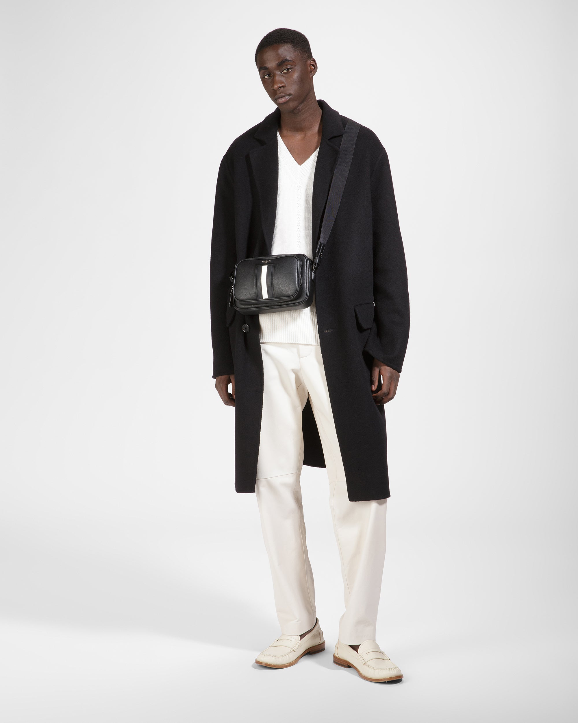 Makeba Leather Crossbody Bag In Black And Bone - Men's - Bally - 06