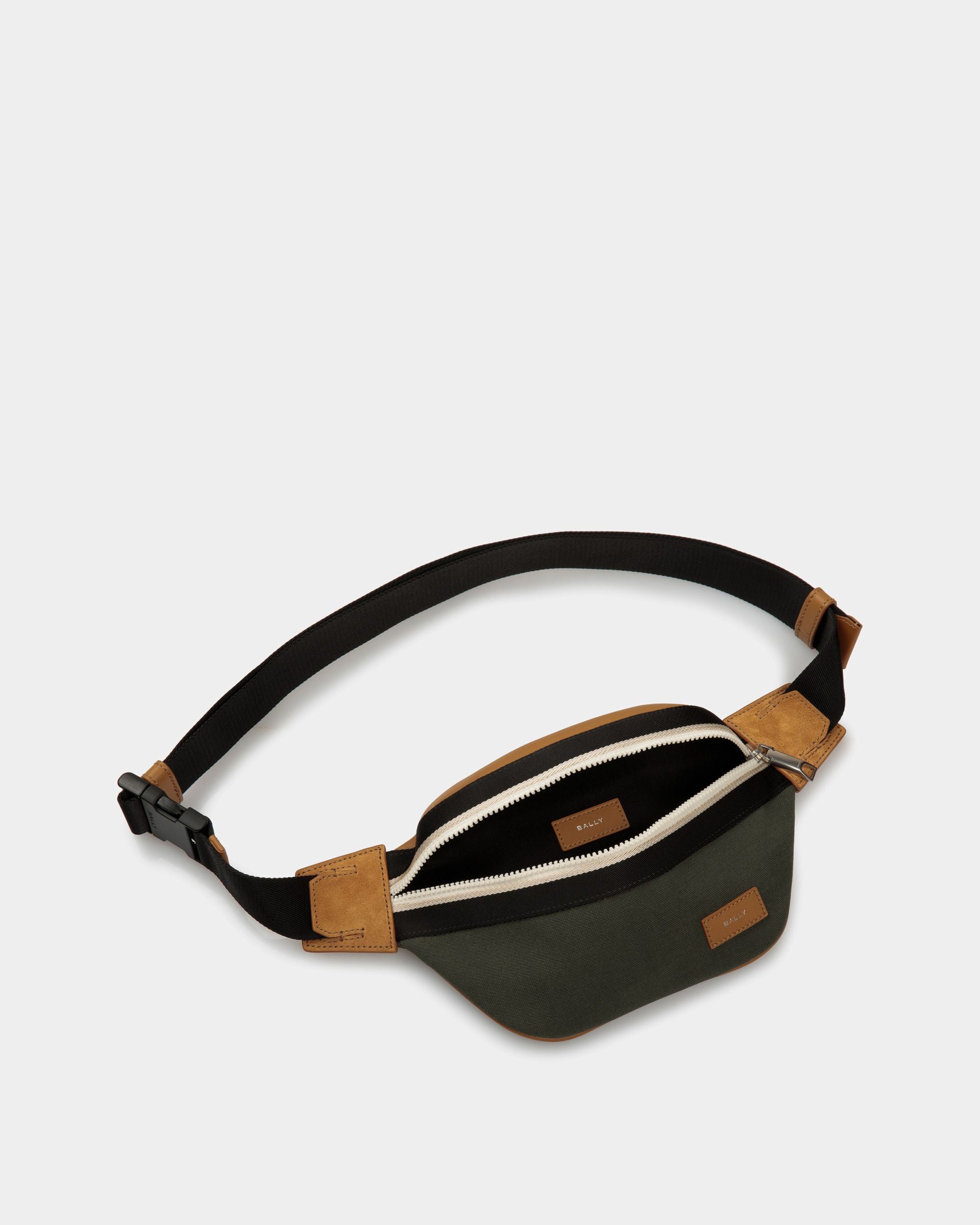 Ribbon Fanny Pack In Black and Green Fabric - Men's - Bally - 04