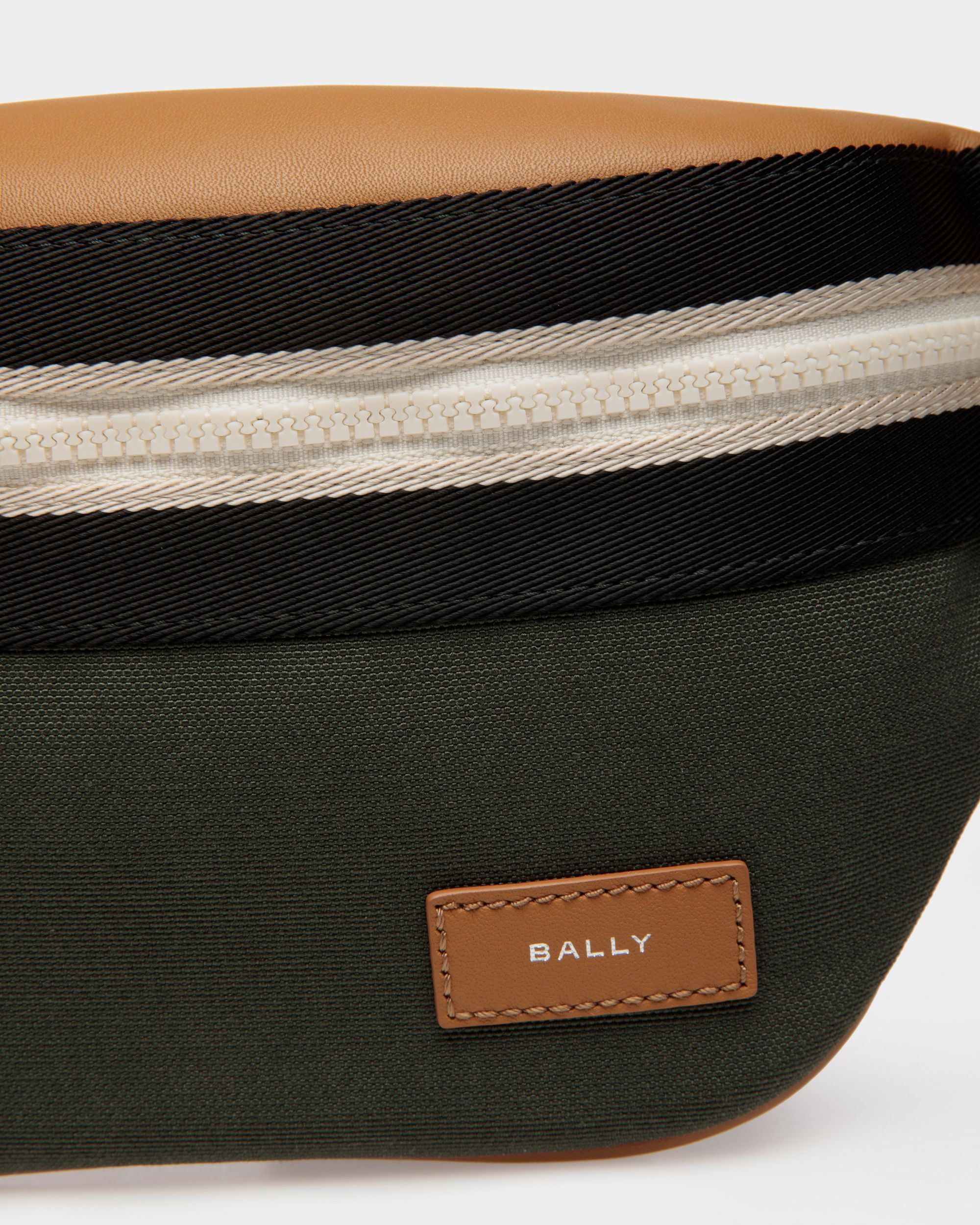 Ribbon Fanny Pack In Black and Green Fabric - Men's - Bally - 05