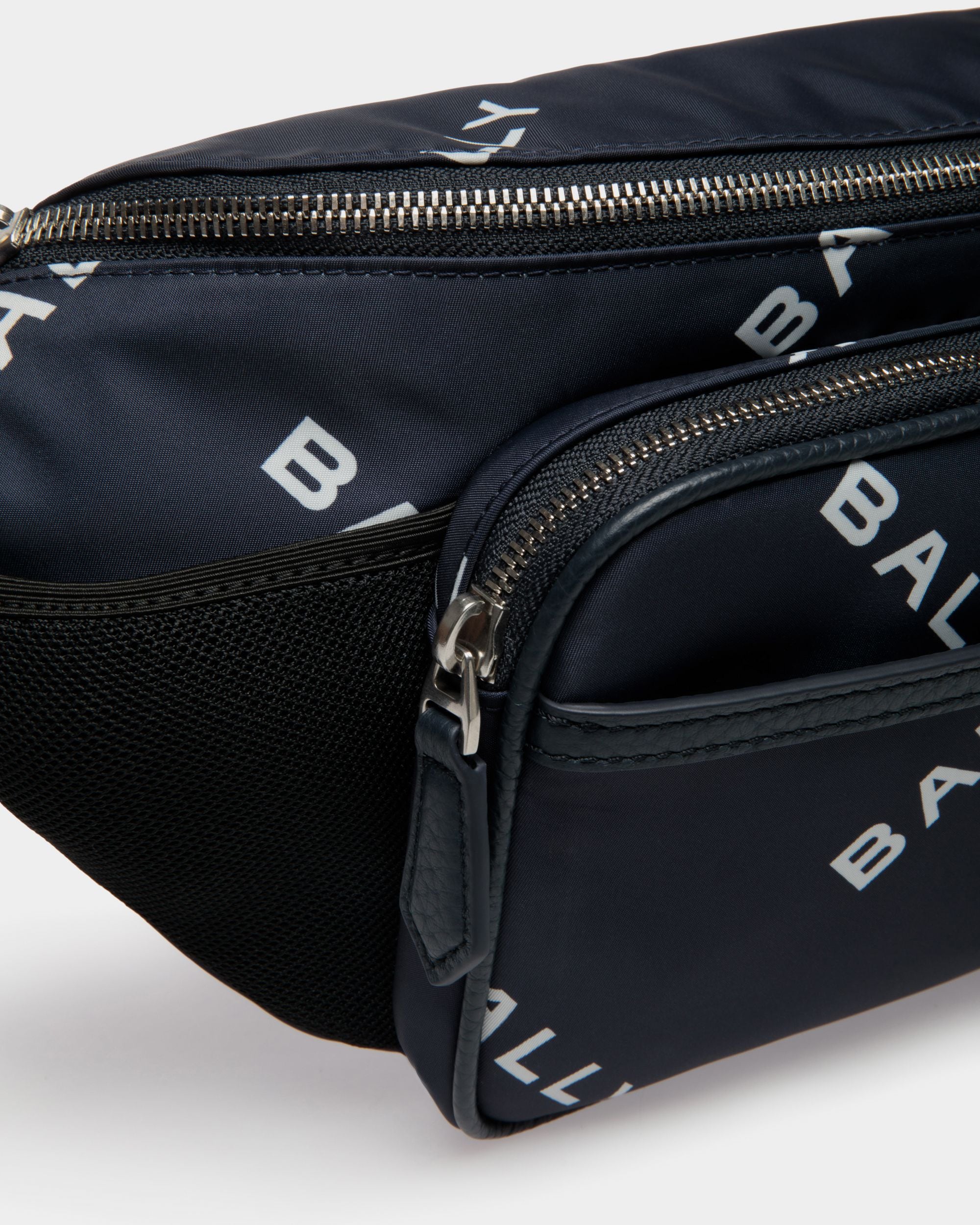Code Belt Bag In Blue Printed Nylon - Men's - Bally - 06