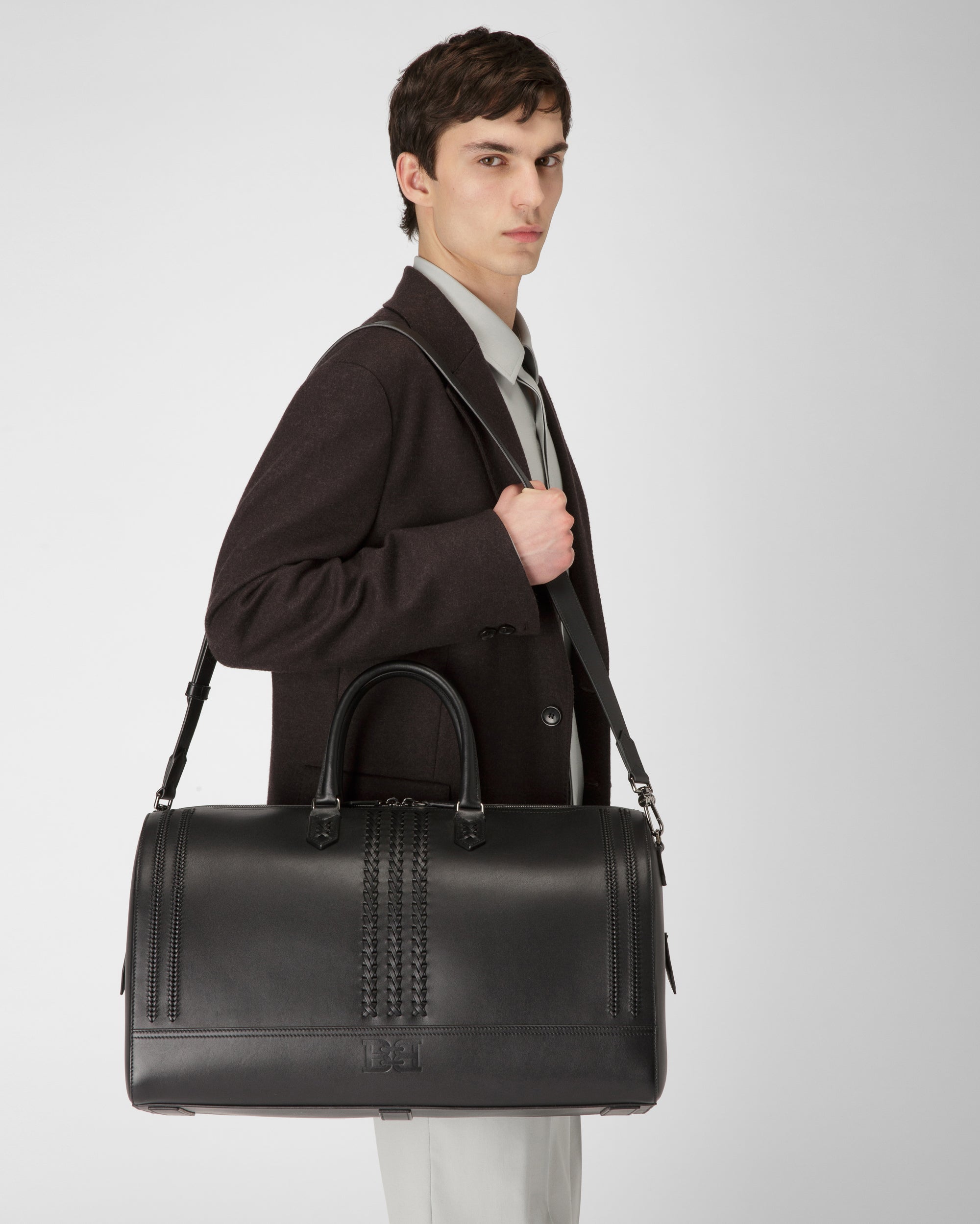 Caien Leather Weekender Bag In Black - Men's - Bally - 02