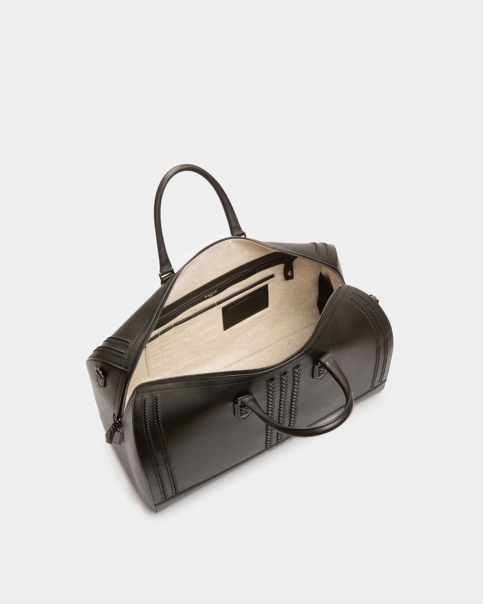 Caien Leather Weekender Bag In Black - Men's - Bally - 04