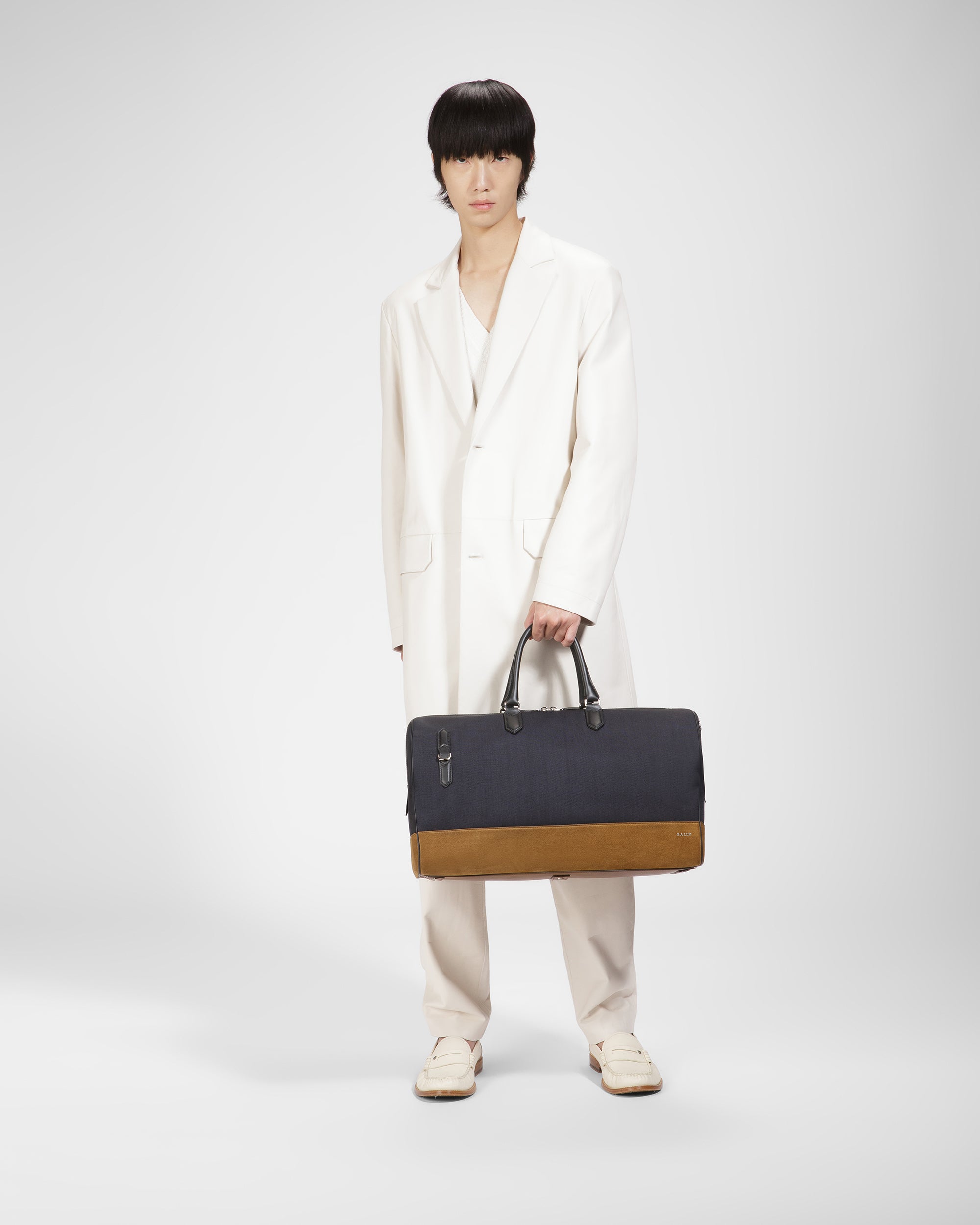 Caius Leather And Nylon Weekender Bag In Midnight - Men's - Bally - 06