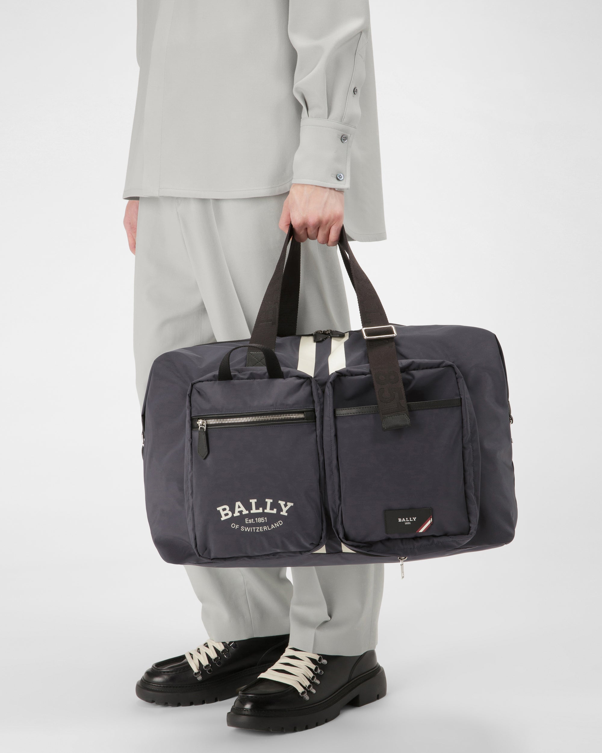 Men s Fesder Nylon Weekender Bag In Navy Bally