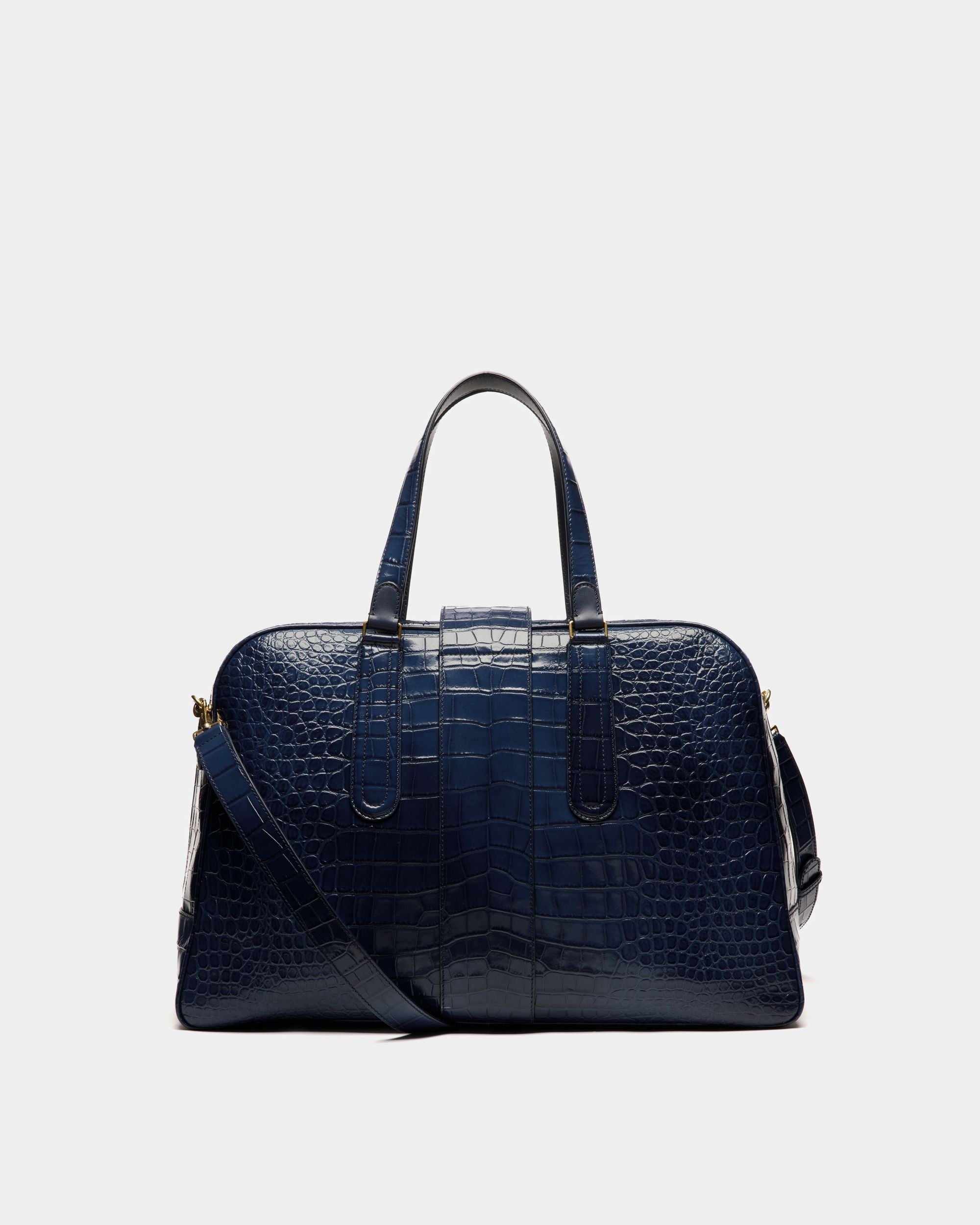 Bowling Weekender Bag In Marine Leather - Men's - Bally - 03
