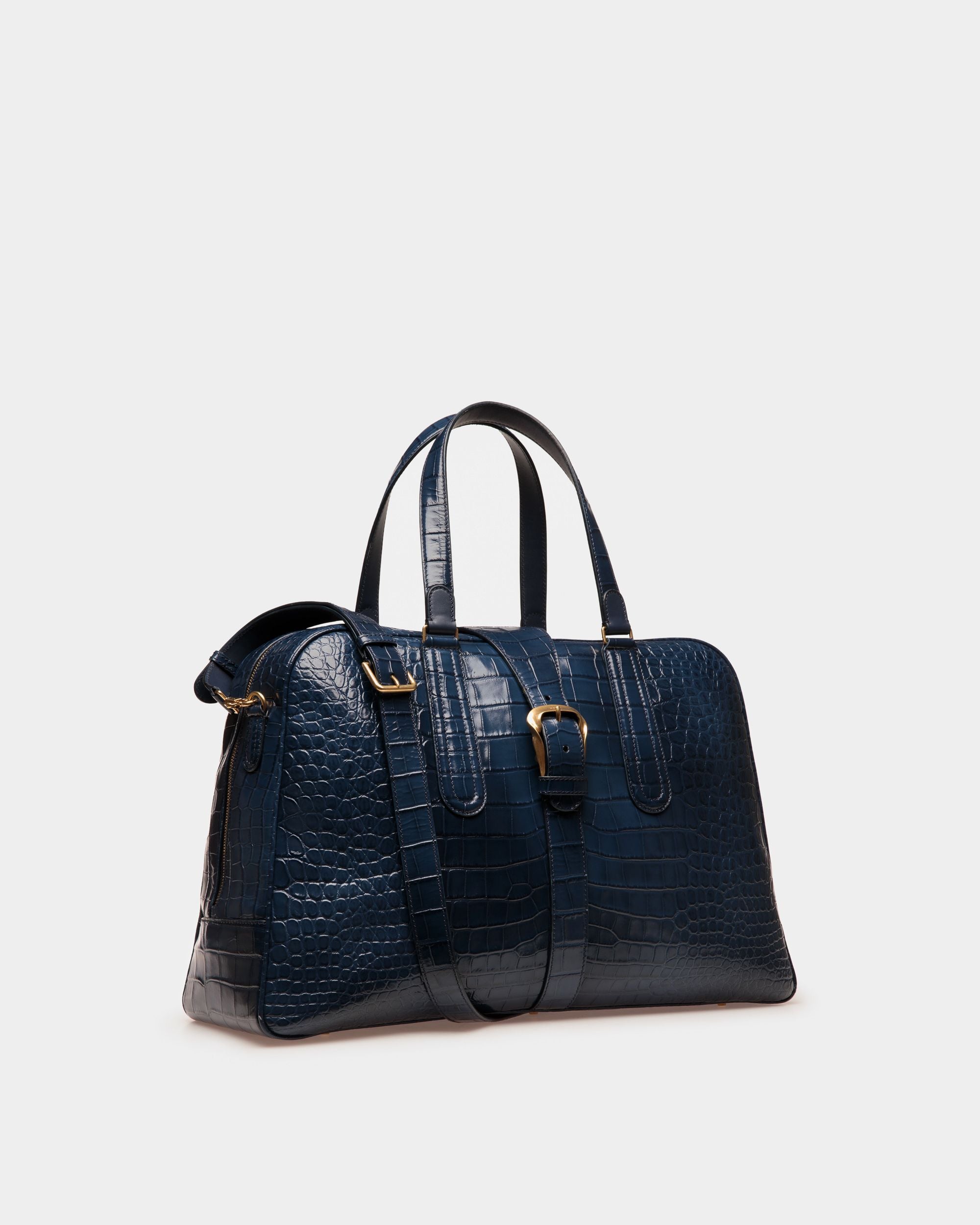 Bowling Weekender Bag In Marine Leather - Men's - Bally - 04