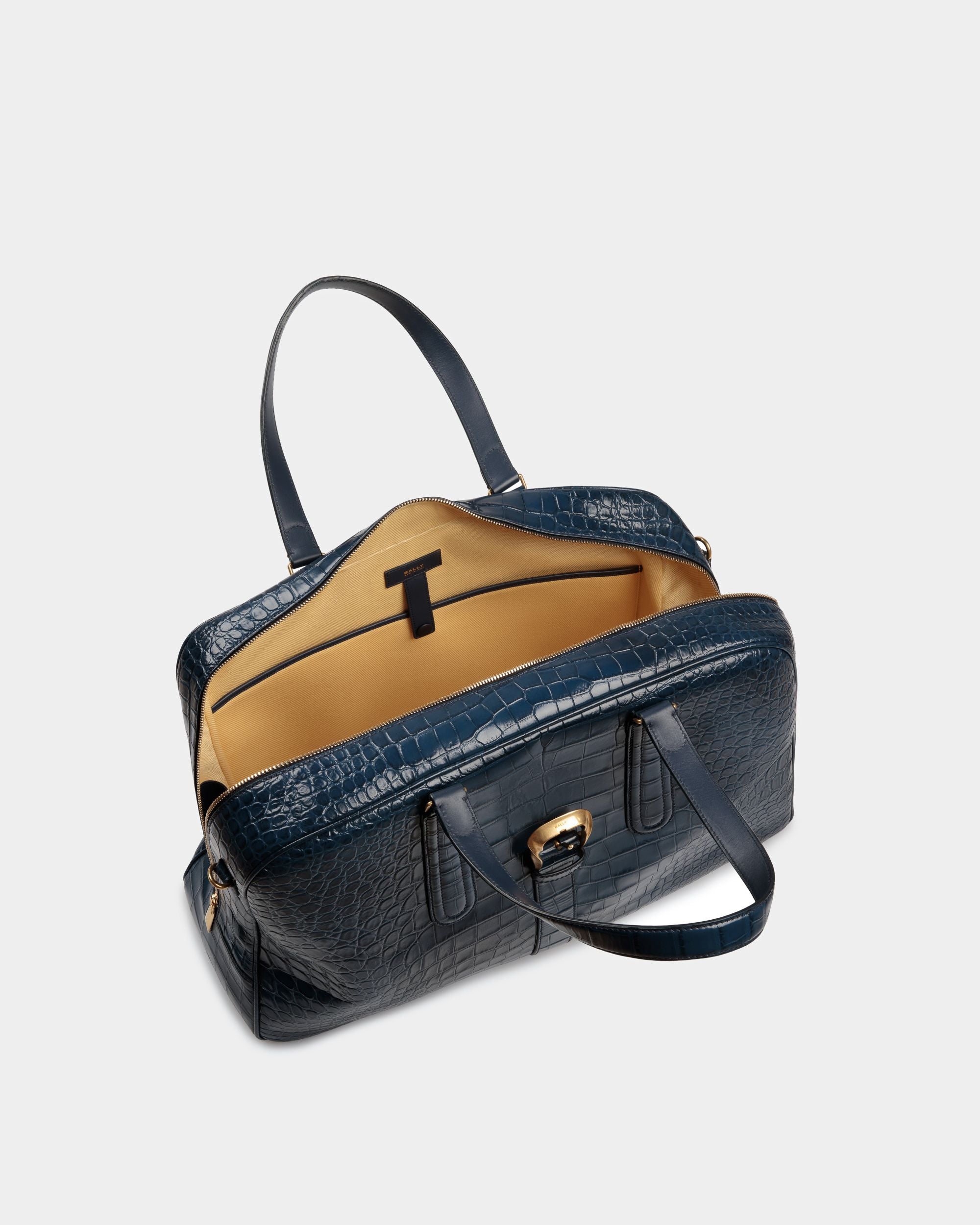 Bowling Weekender Bag In Marine Leather - Men's - Bally - 05