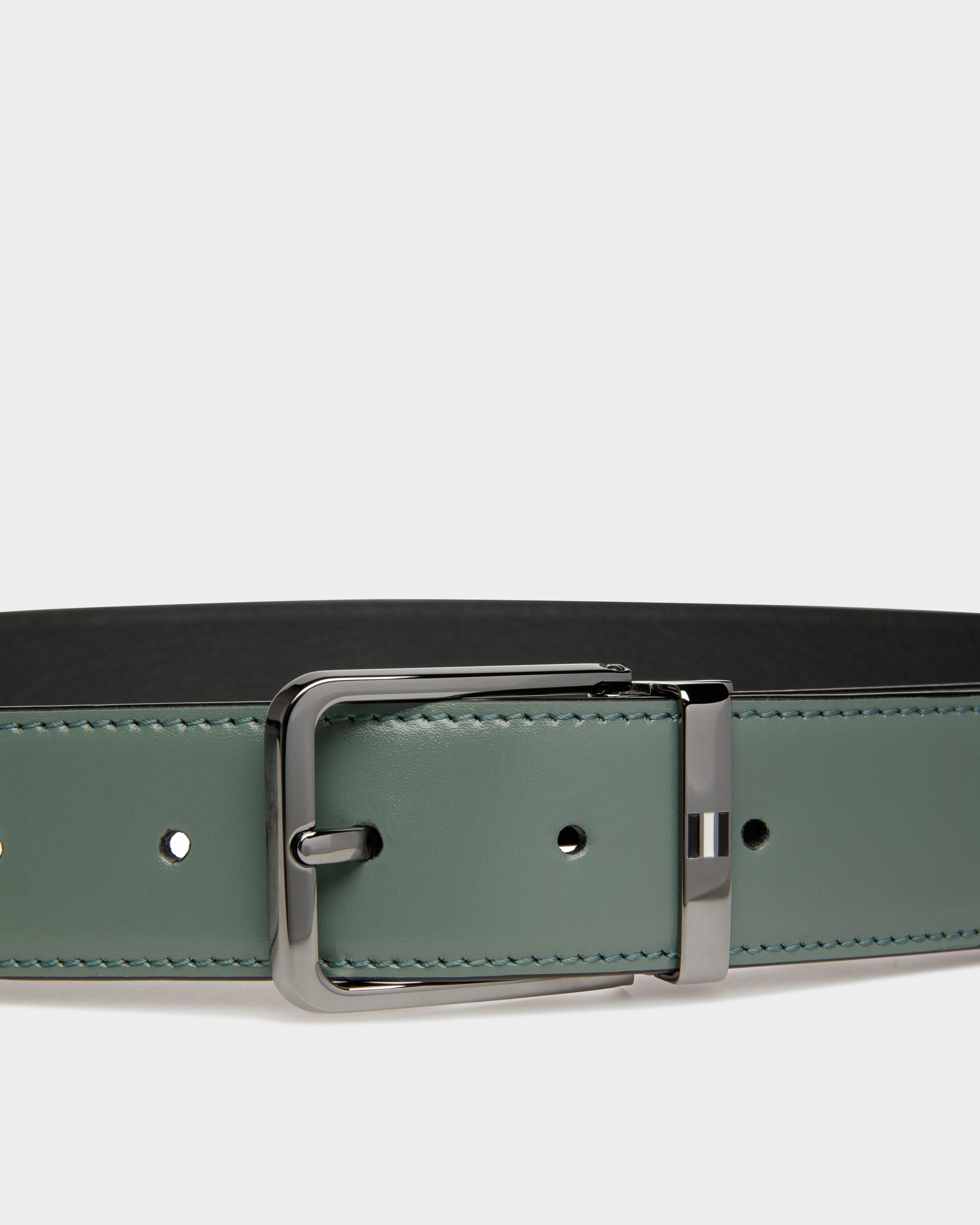 Arkin Leather 35mm Belt In Black & Green - Men's - Bally - 03