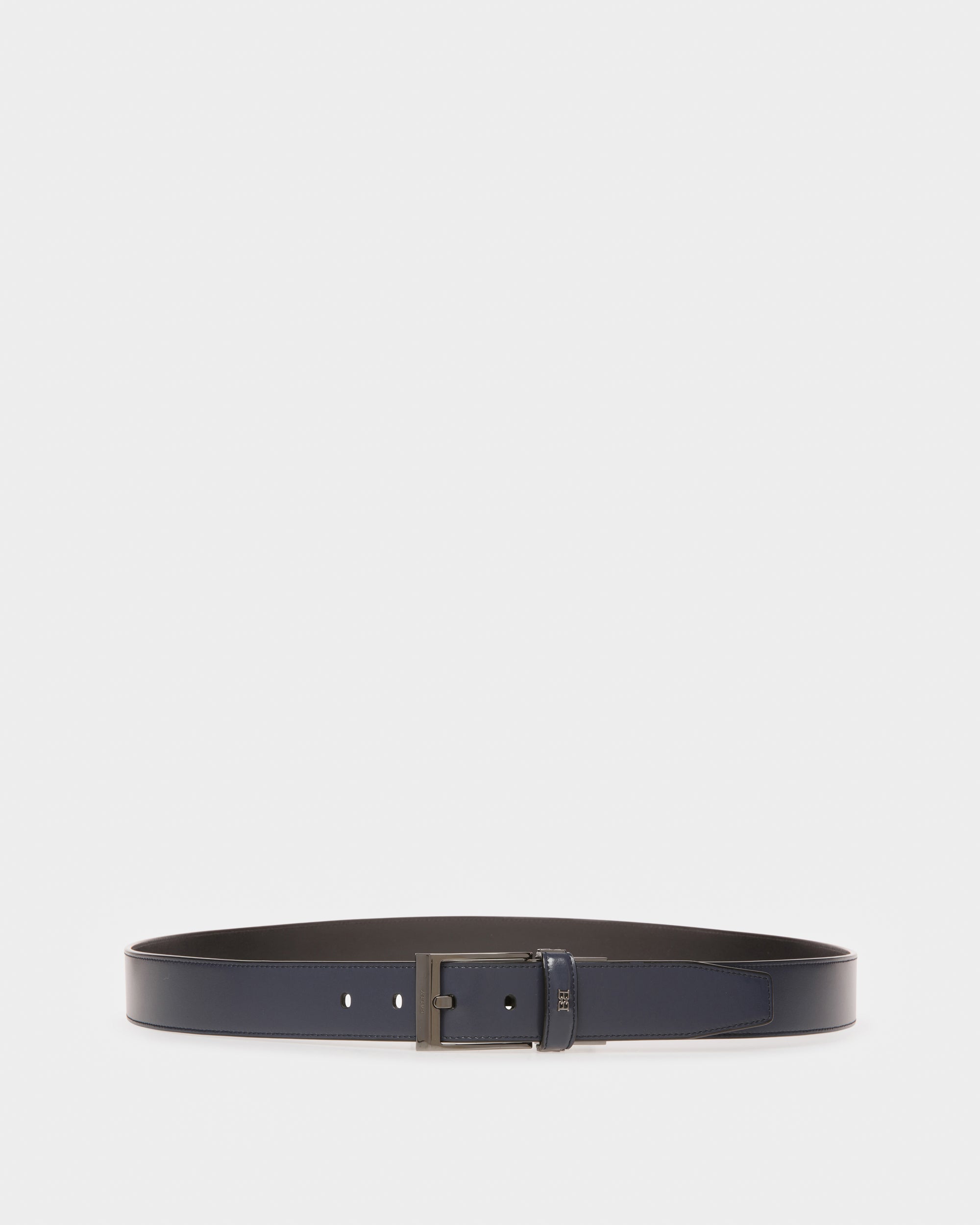 Shiff Leather 35mm Belt In Navy And Black - Men's - Bally - 01