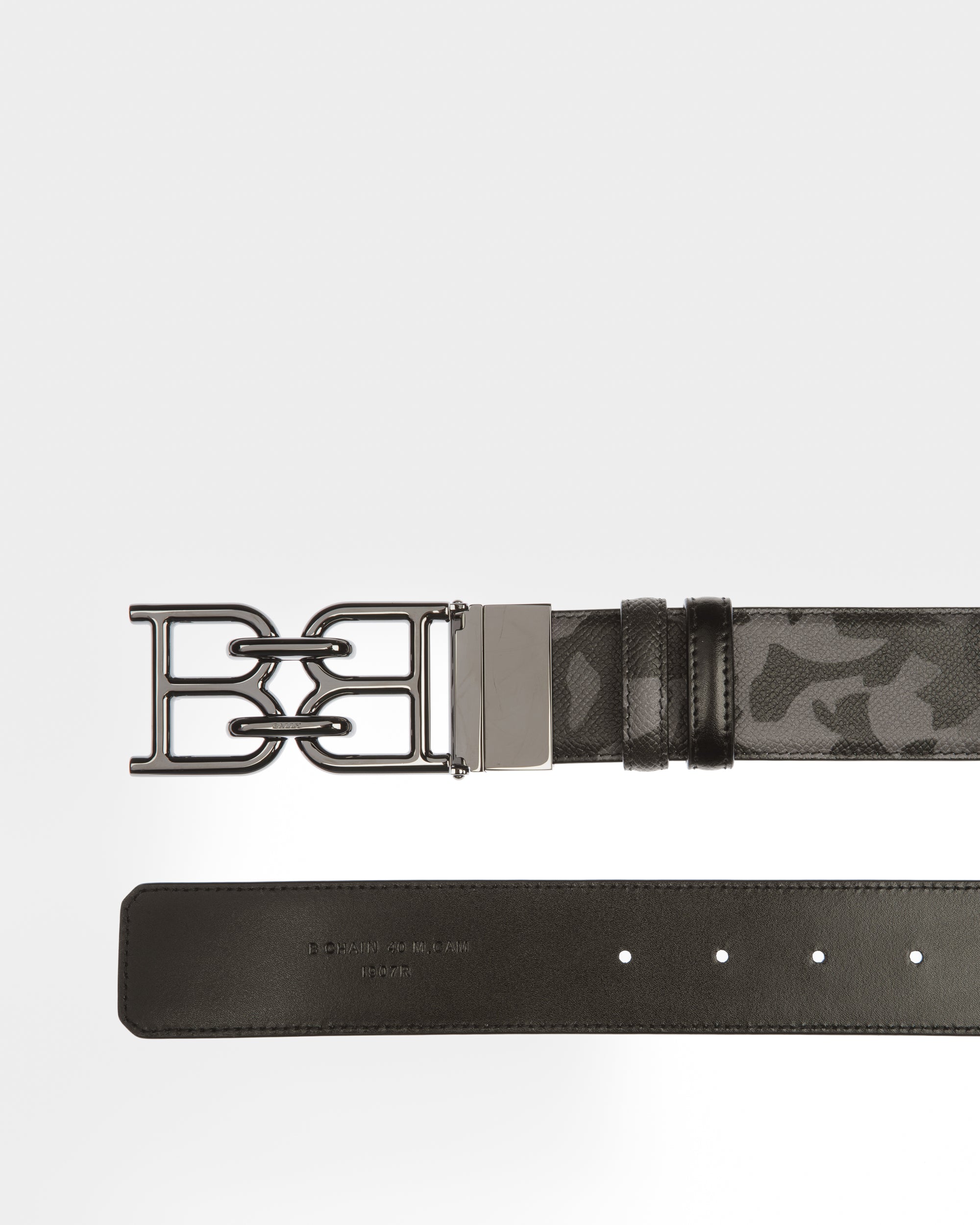 B-Chain Leather 40Mm Belt In Black - Men's - Bally - 02