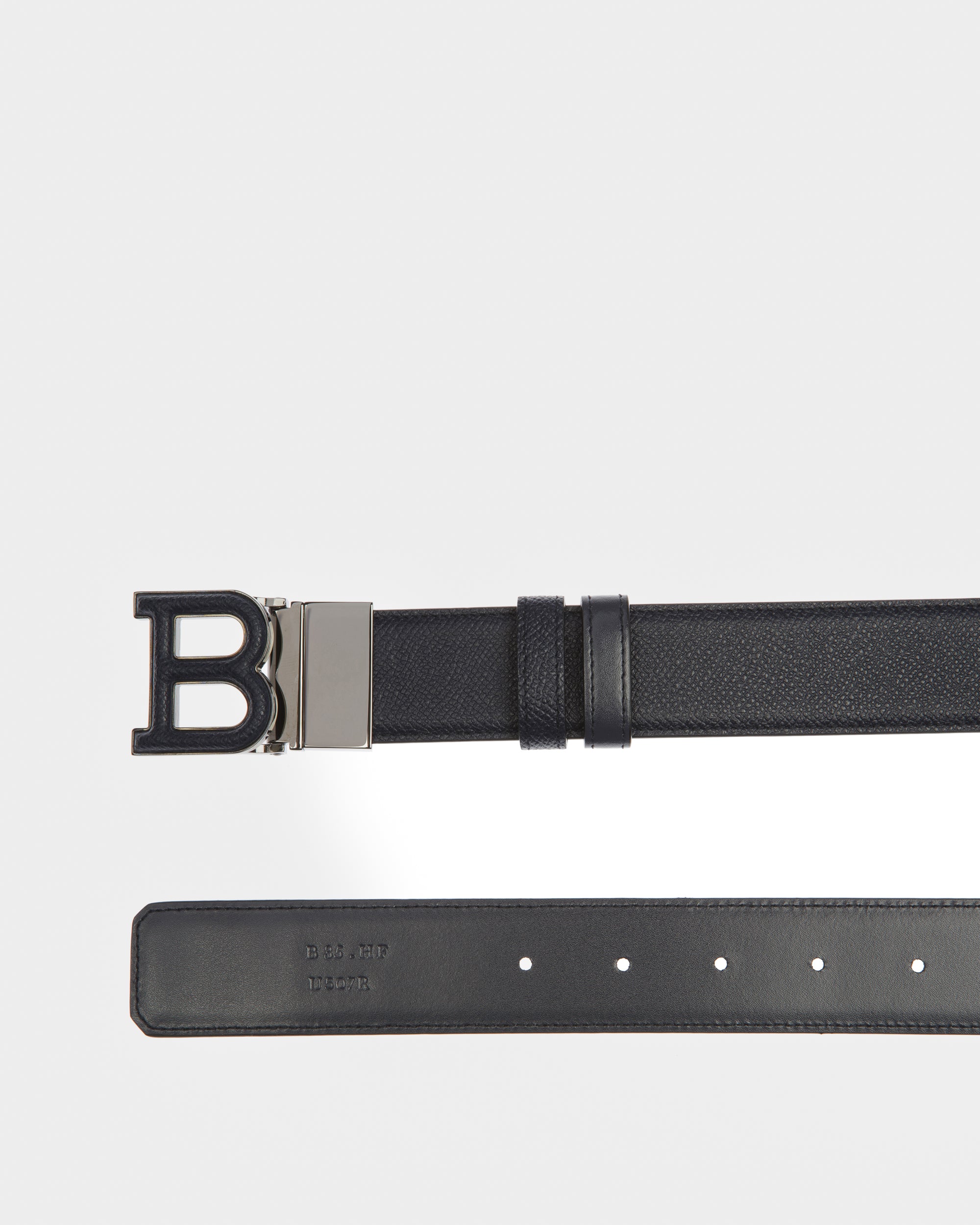 B Leather 35mm Belt In Navy - Men's - Bally - 02