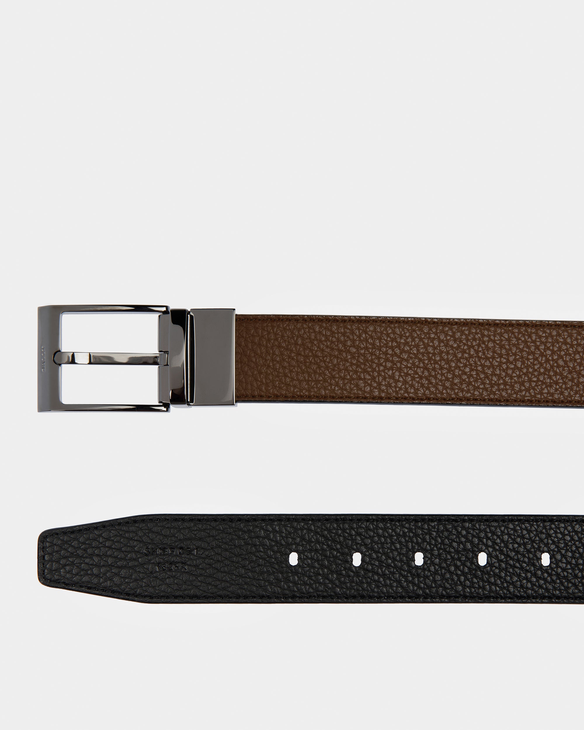 Shiff Leather Belt In Brown And Black - Men's - Bally - 02