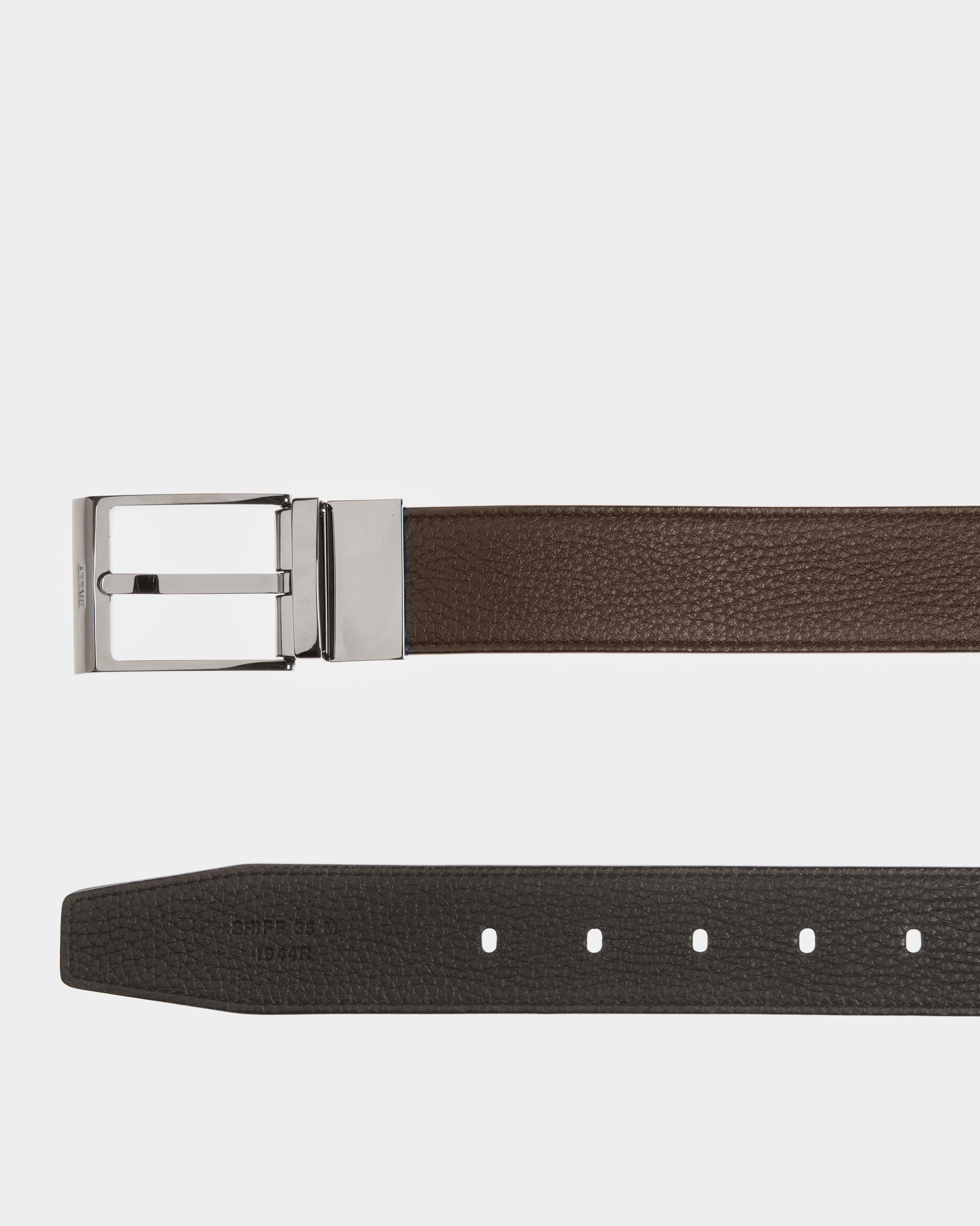 Shiff Leather 35mm Belt In Black And Brown - Men's - Bally - 02