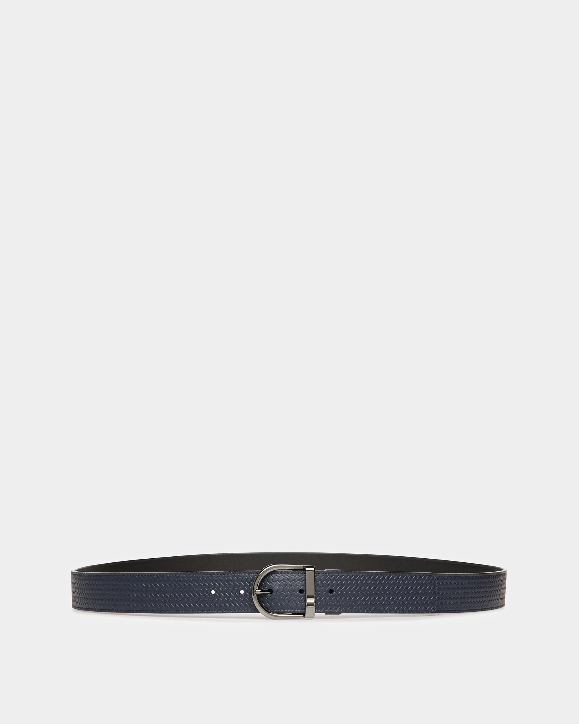 Darkon Leather Belt In Midnight Blue And Black - Men's - Bally - 01