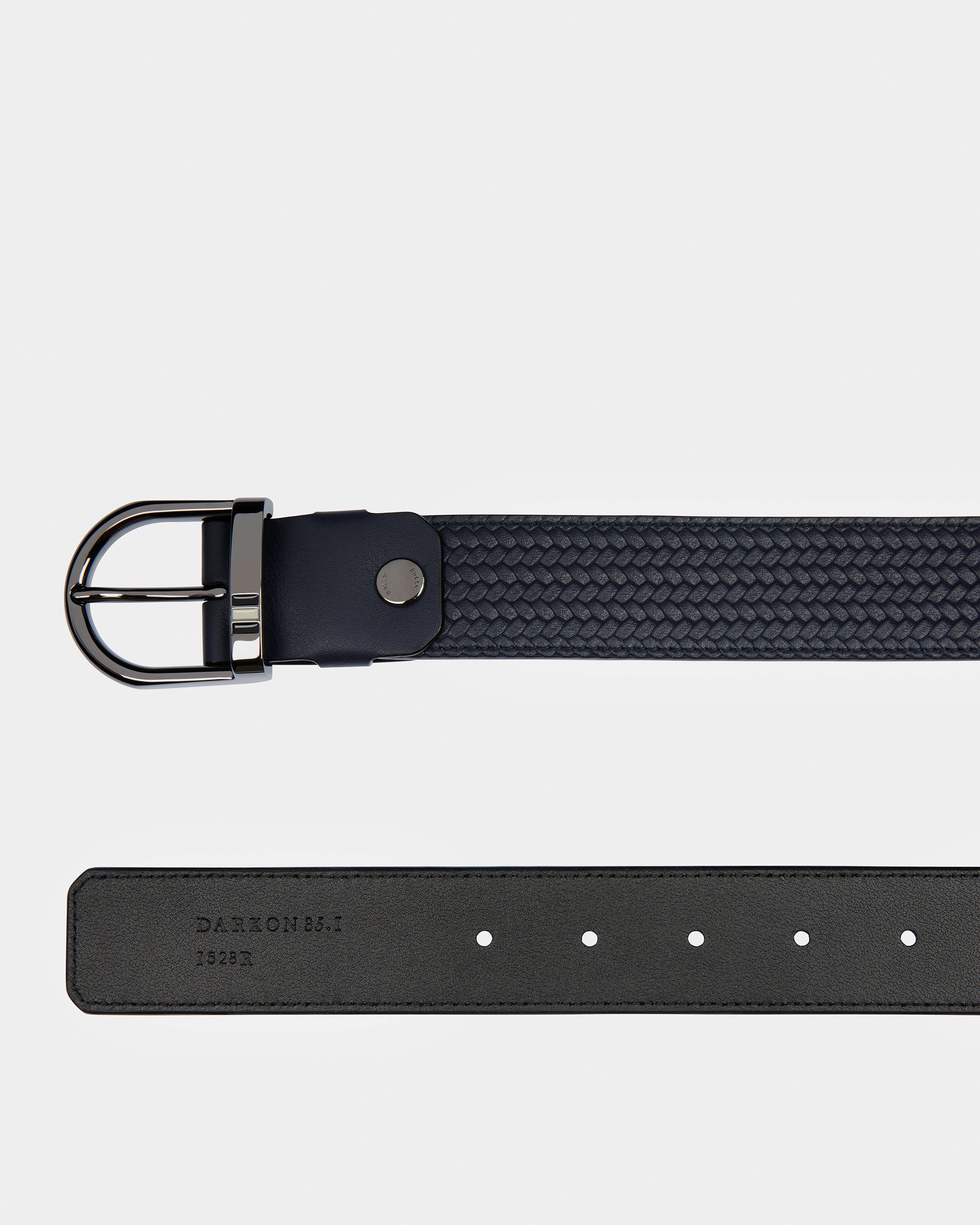 Darkon Leather Belt In Midnight Blue And Black - Men's - Bally - 02
