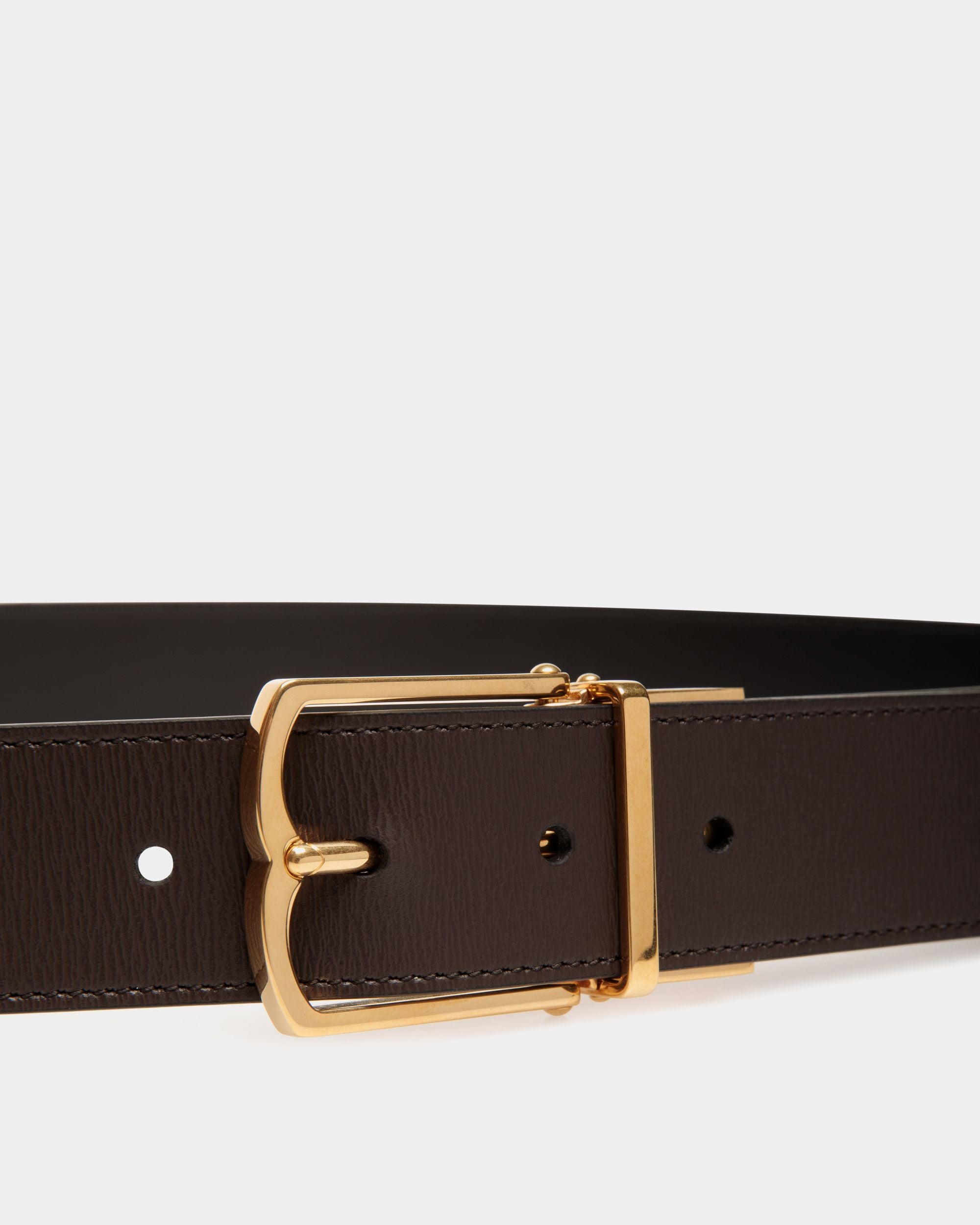 Dress Belt In Brown And Black Leather - Men's - Bally - 04