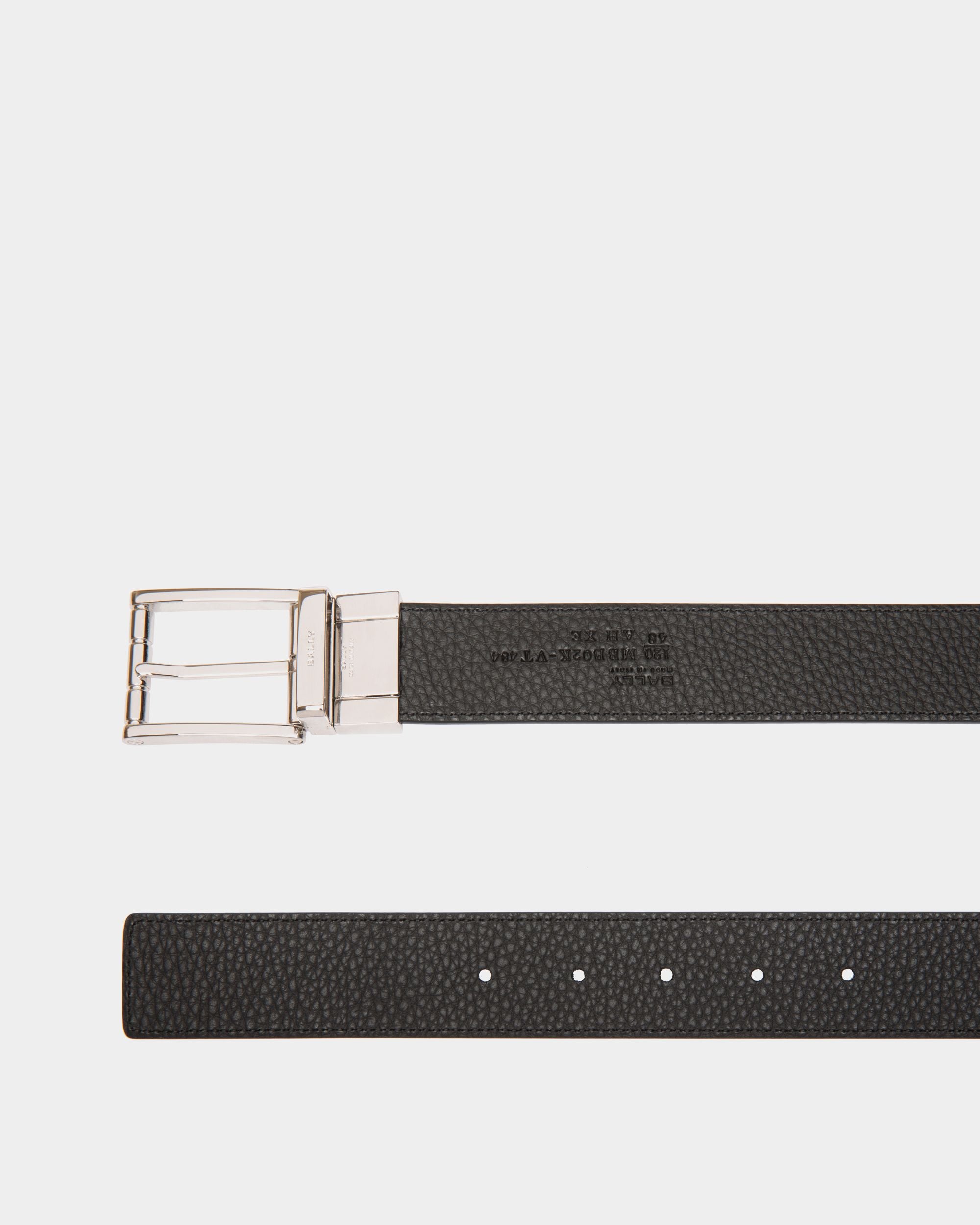 Astory 35mm Reversible And Adjustable Belt In Navy Blue And Black Leather - Men's - Bally - 02