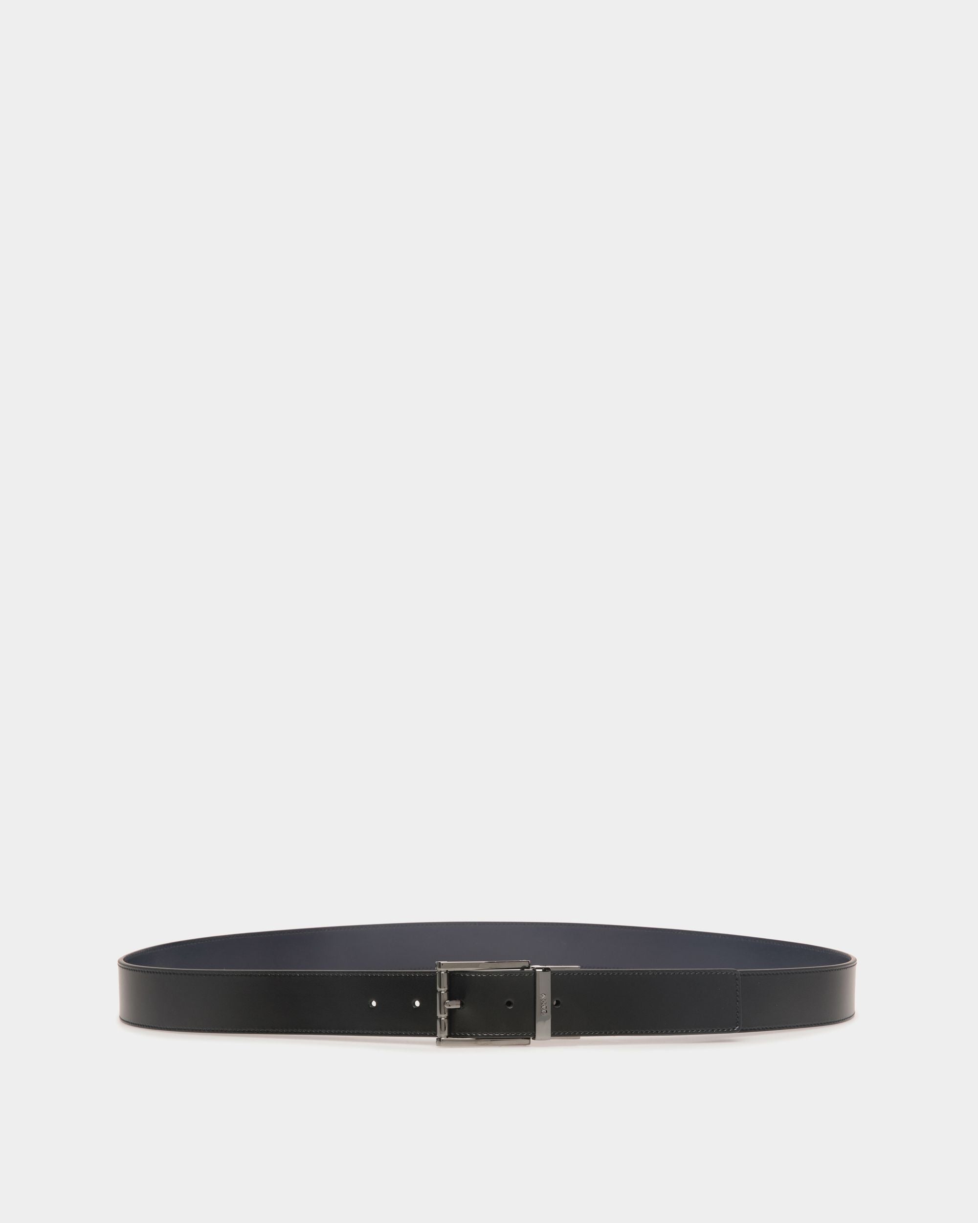 Astory 35mm Reversible And Adjustable Belt In Black And Navy Blue Leather - Men's - Bally - 01