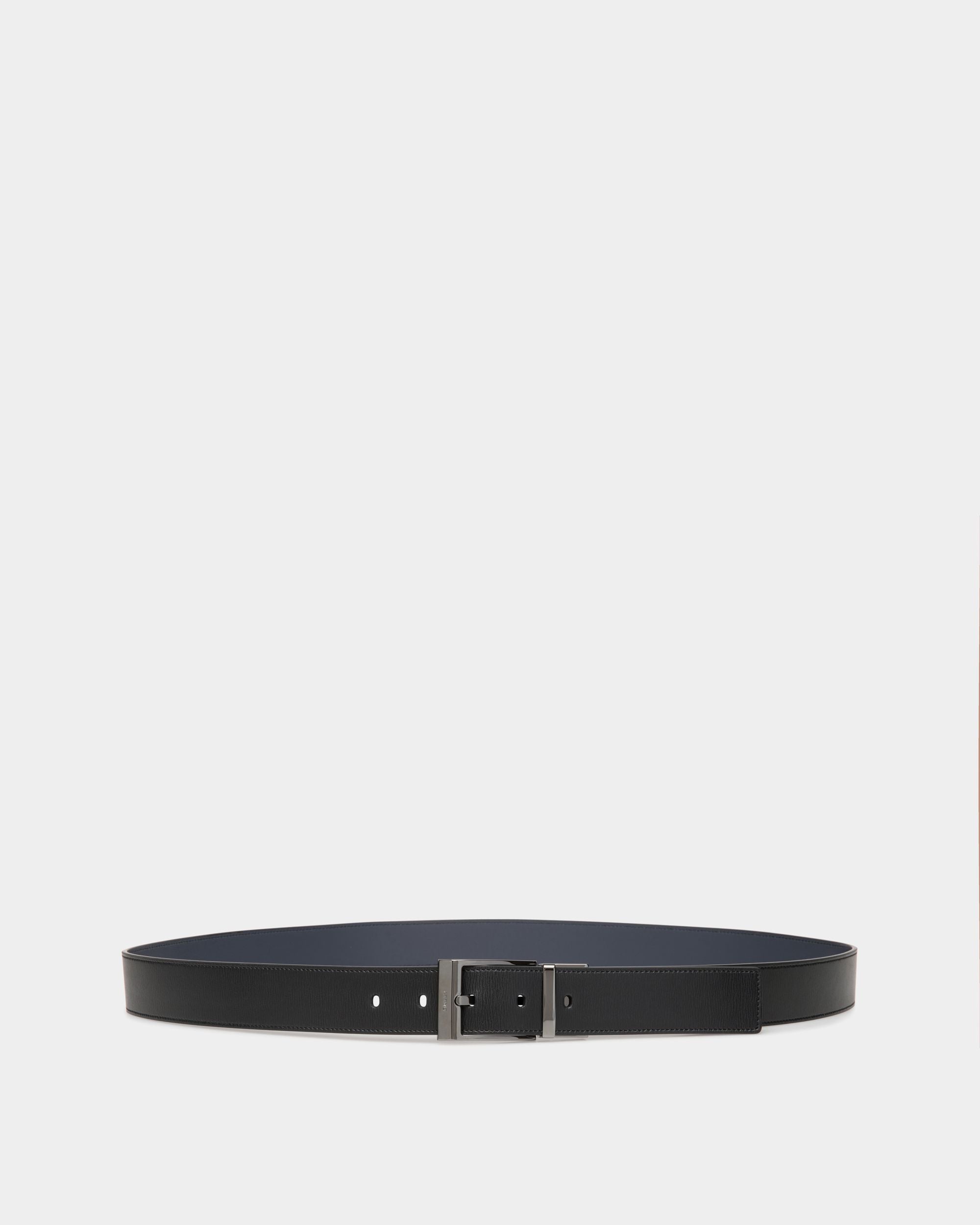 Shiffie 35mm Reversible And Adjustable Belt in Black And Navy Blue Leather - Men's - Bally - 01