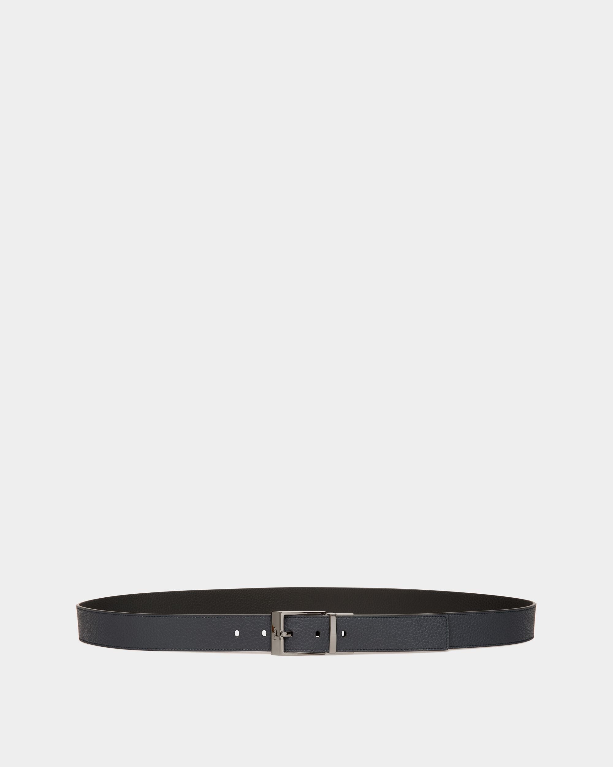 Shiffie 35mm Reversible And Adjustable Belt In Navy Blue And Black Leather - Men's - Bally - 01