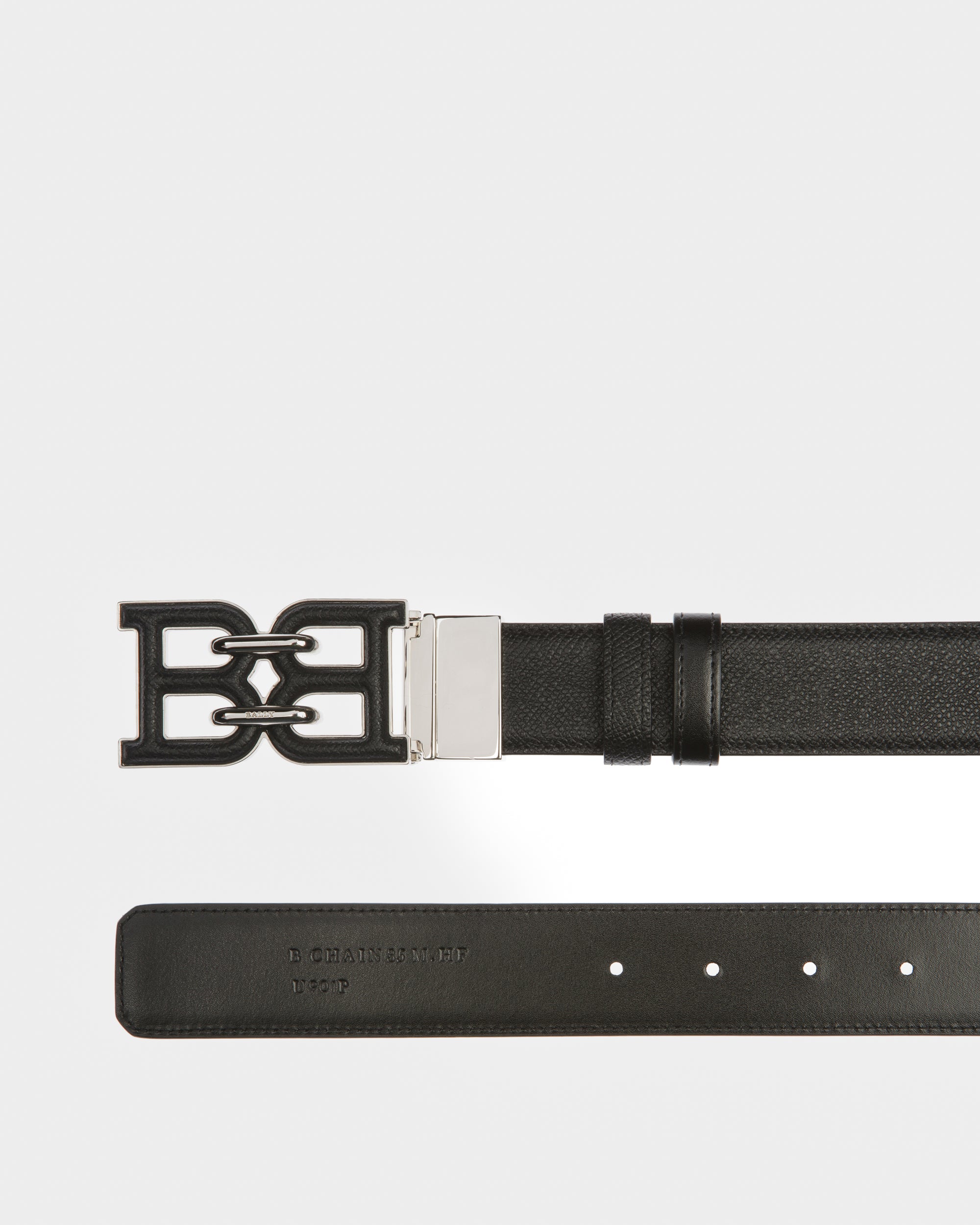 B-Chain Leather 35mm Belt In Black - Men's - Bally - 02
